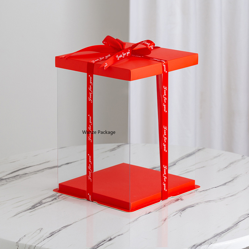 8寸双层方形透明礼品鲜花蛋糕包装盒礼品盒详情2