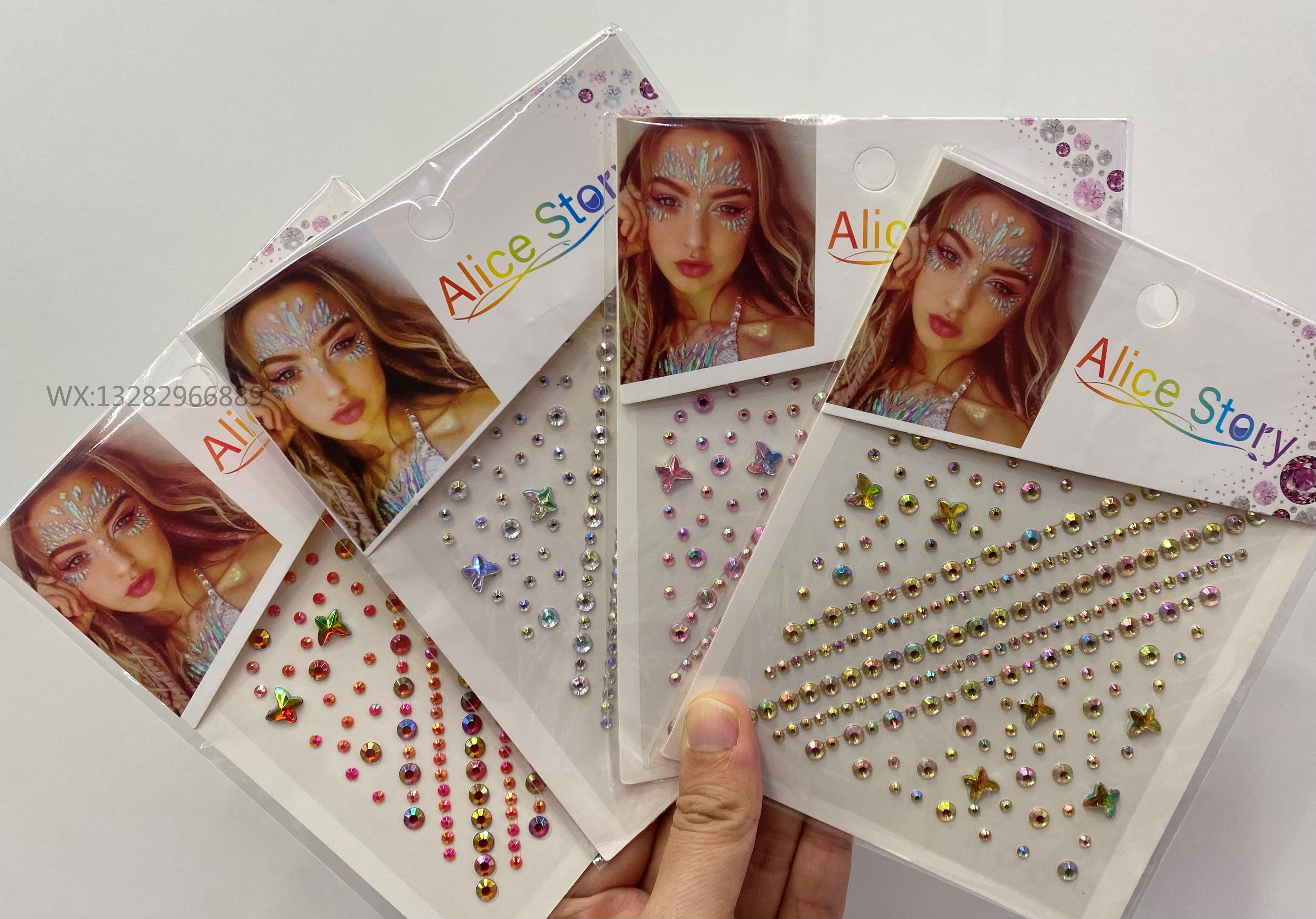 Colorful diamond eye makeup, teardrop, heart-shaped face, eye diamond stickers, gemstone diamond decorations, stage diamond stickers, diamond stickers