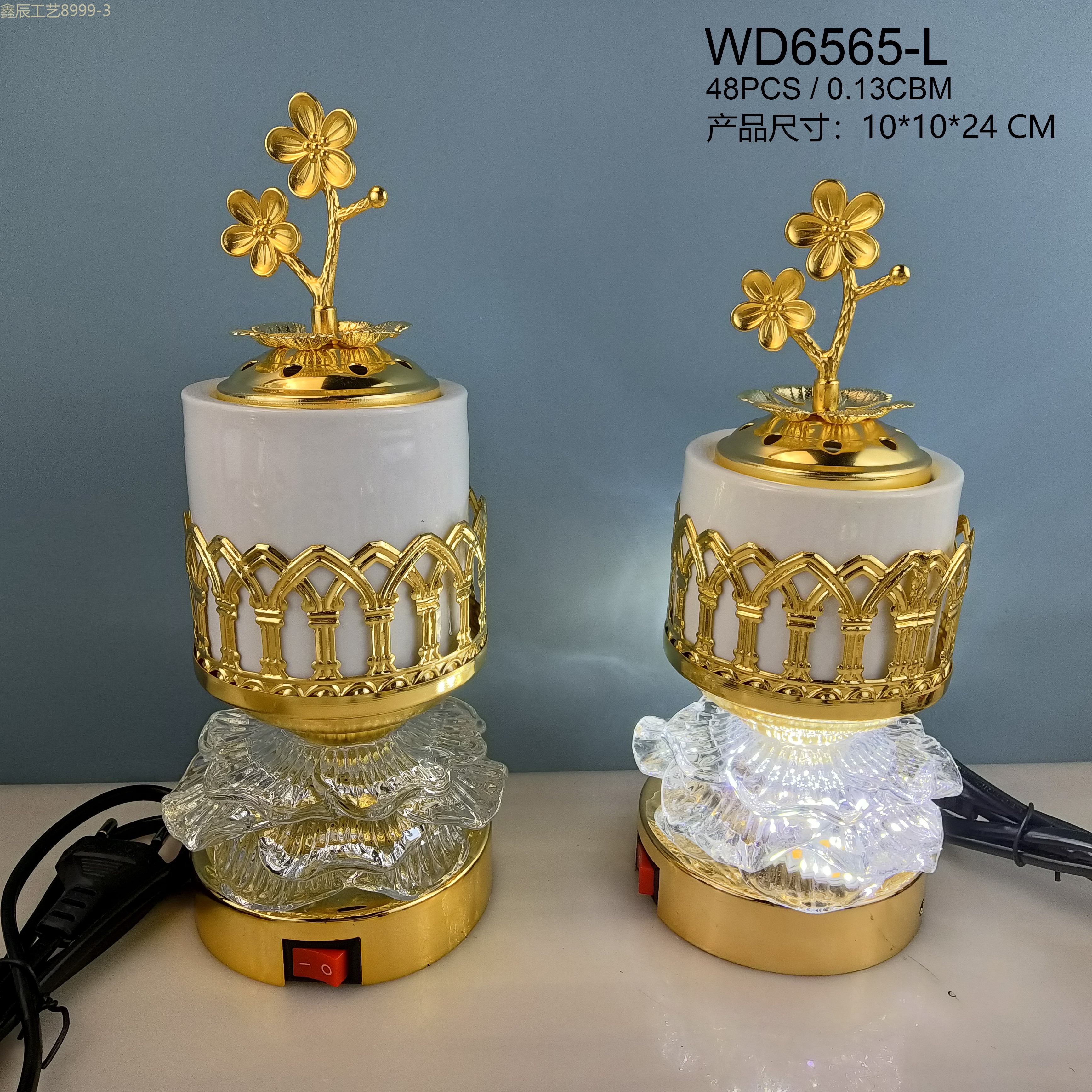 新款陶瓷吊坠圆柱大号带灯电香炉中东工艺品electric incense burner详情1