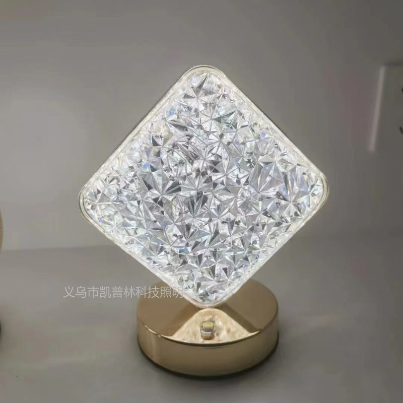 Diamond-Shaped Crystal Light Induction Network Red Mood Warm And Romantic Lamp Creative Decoration Bedroom Bedside Nightlight 3 Levels Dimming