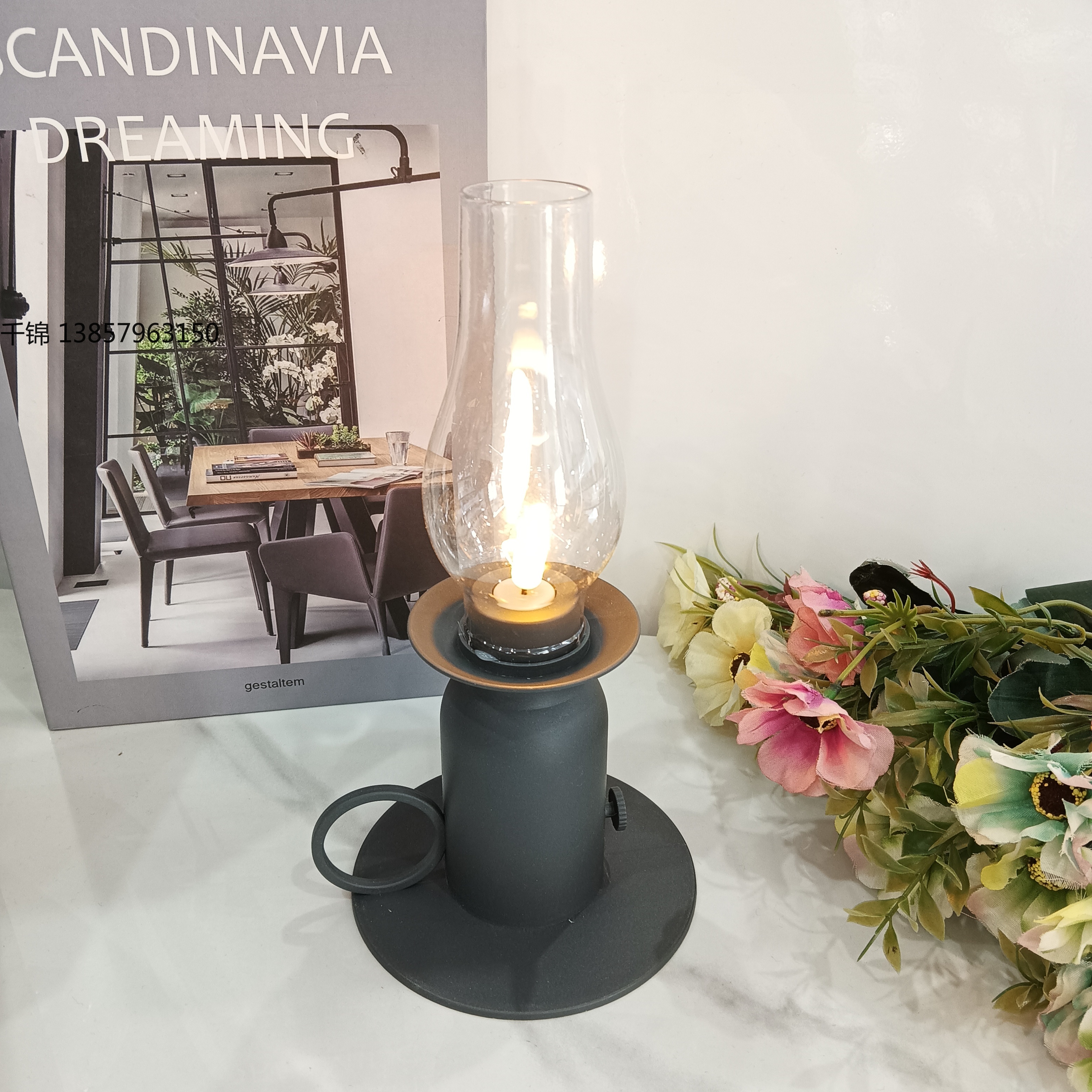Cross-border exclusive supply of new vintage kerosene lamp decorative items, night lights, nostalgic decorative lights, bedroom ornaments wholesale Specification image