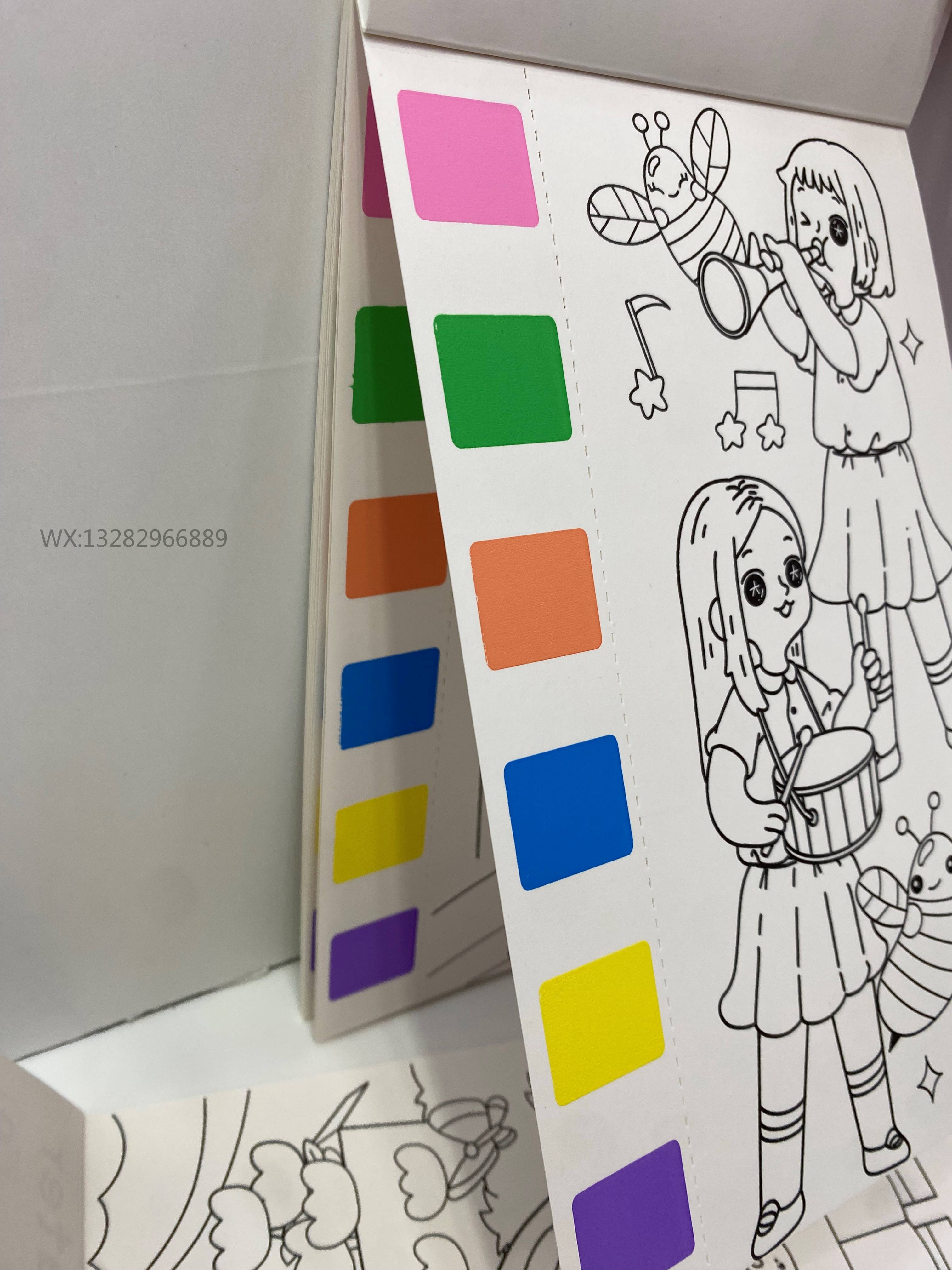 Children's watercolor coloring sticky notes, doodling, watercolor painting with built-in paint, doodling coloring book, DIY children's watercolor painting Application Scenario