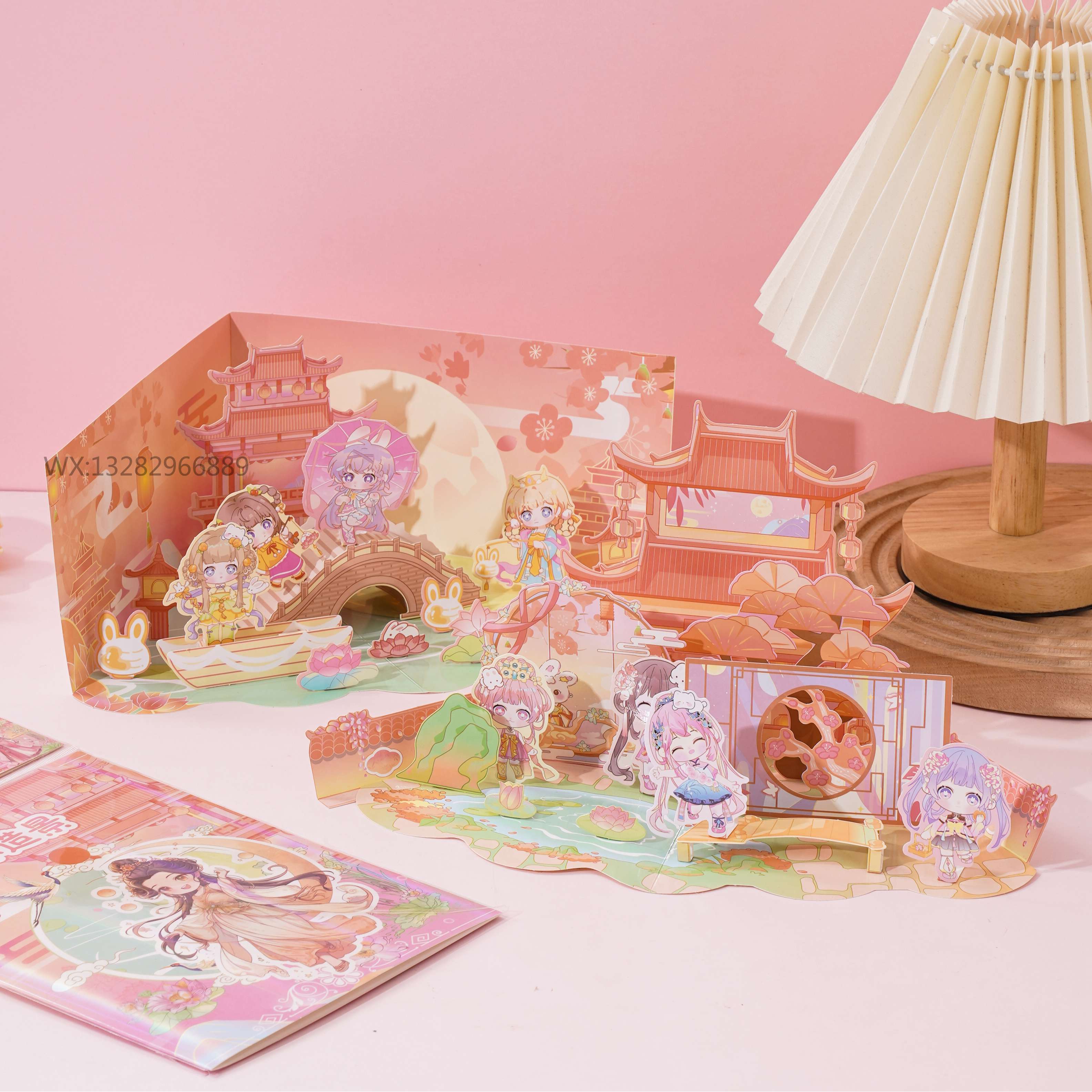 Cartoon ancient-style girl 3D scene dress-up sticker book set, children's quiet book girl dress-up stickers Application Scenario