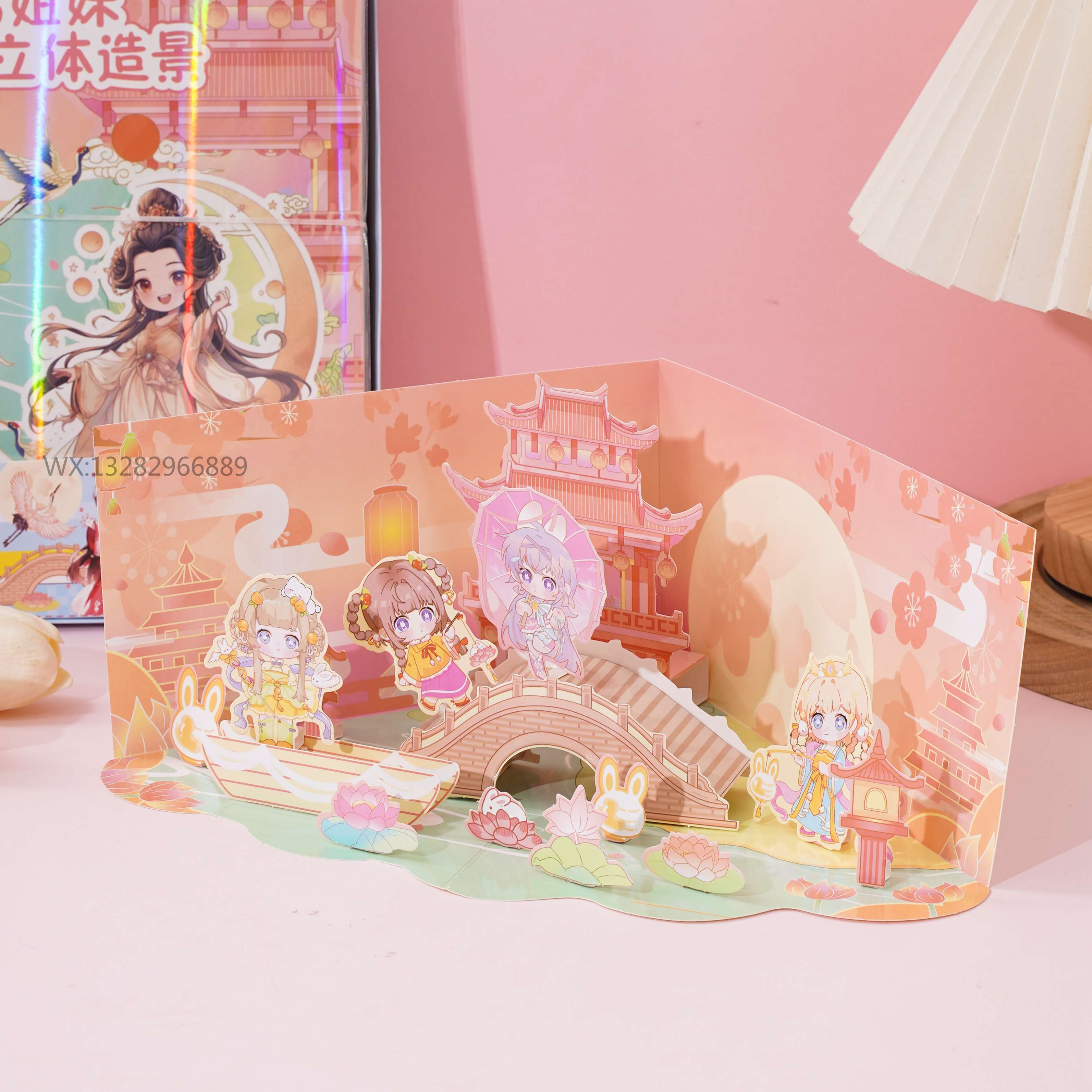 Cartoon ancient-style girl 3D scene dress-up sticker book set, children's quiet book girl dress-up stickers Item Picture