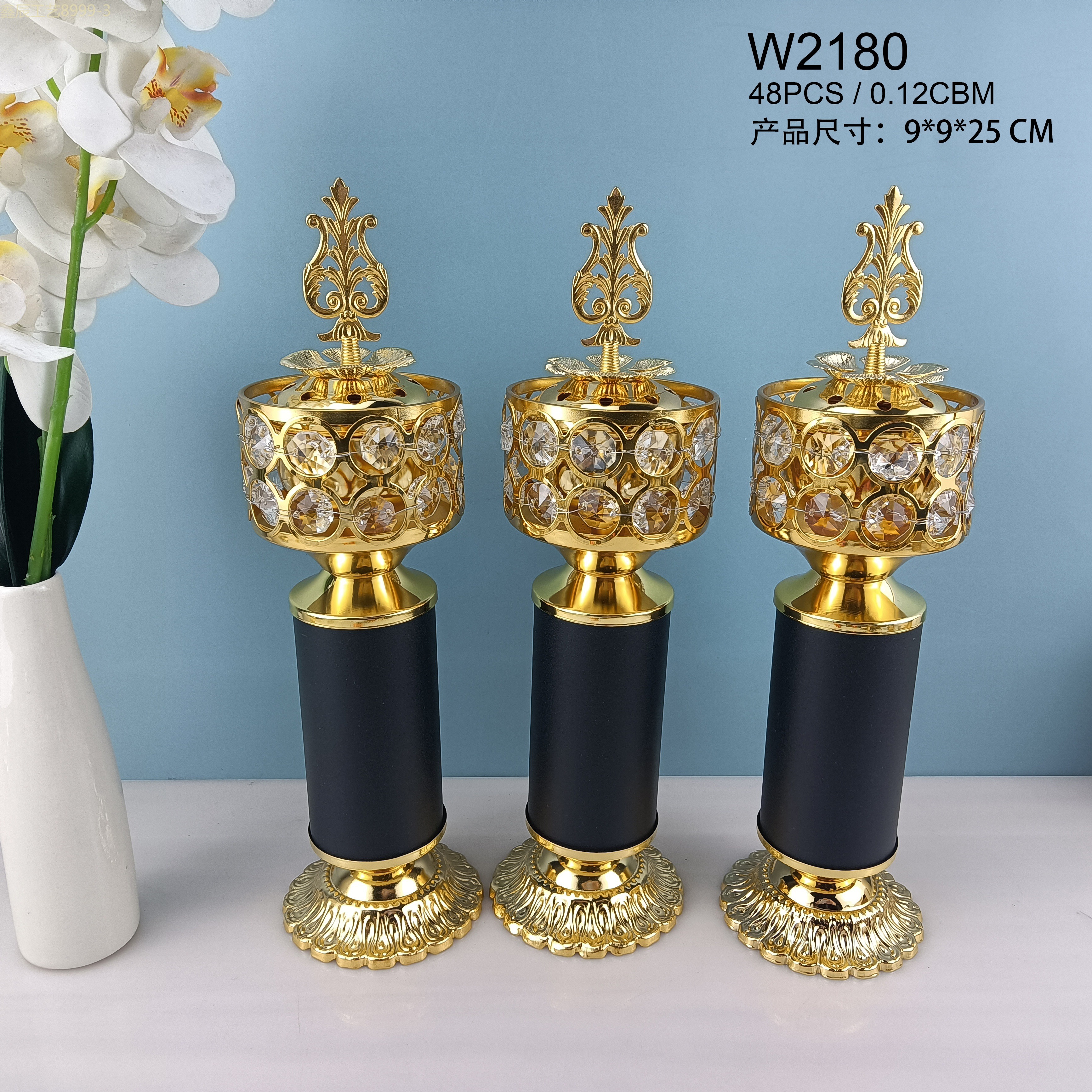 新款创意铁艺简约水晶碳香炉中东香炉摆件工艺品 incense burner