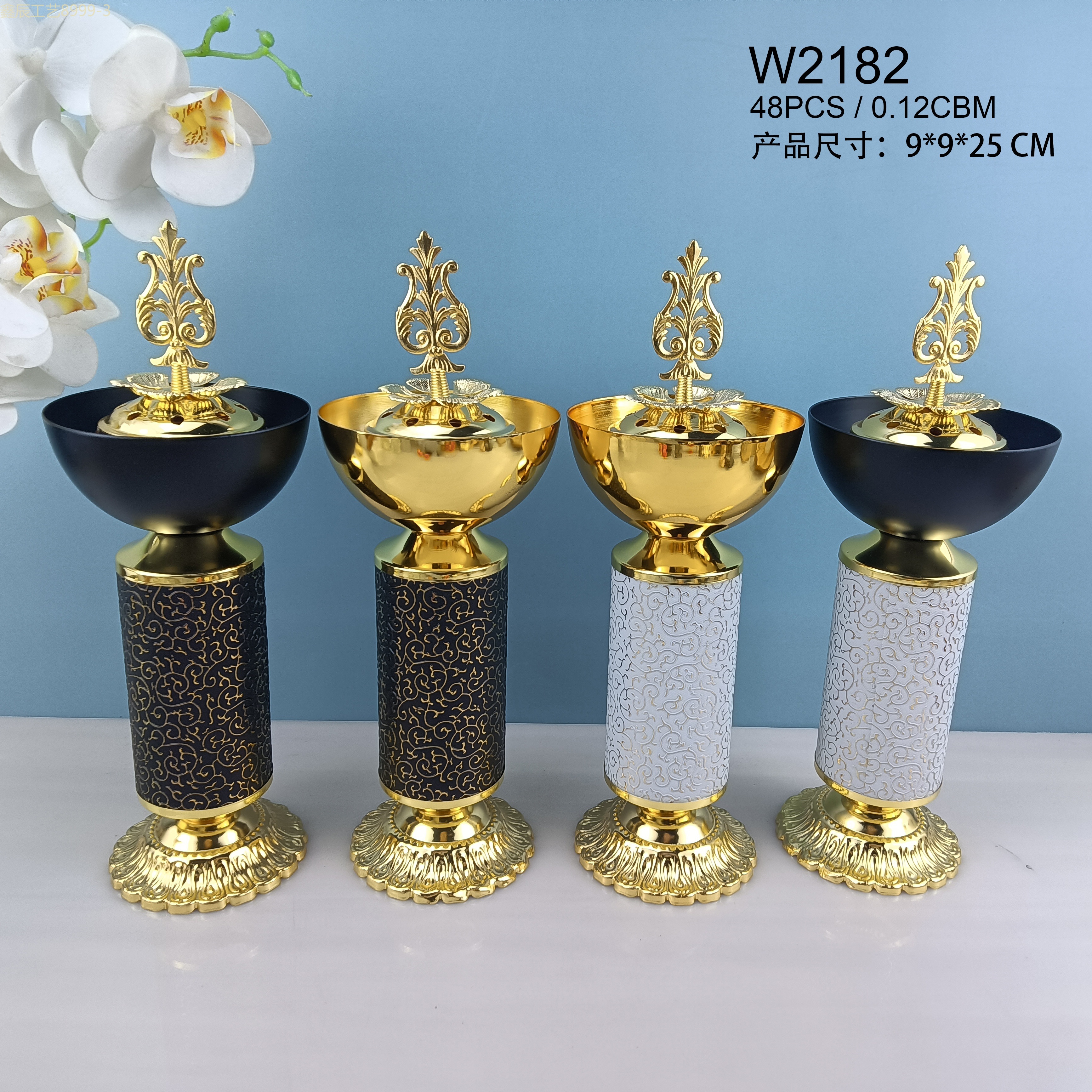 新款创意铁艺复古水晶碳香炉中东香炉家居摆件工艺品 incense burner