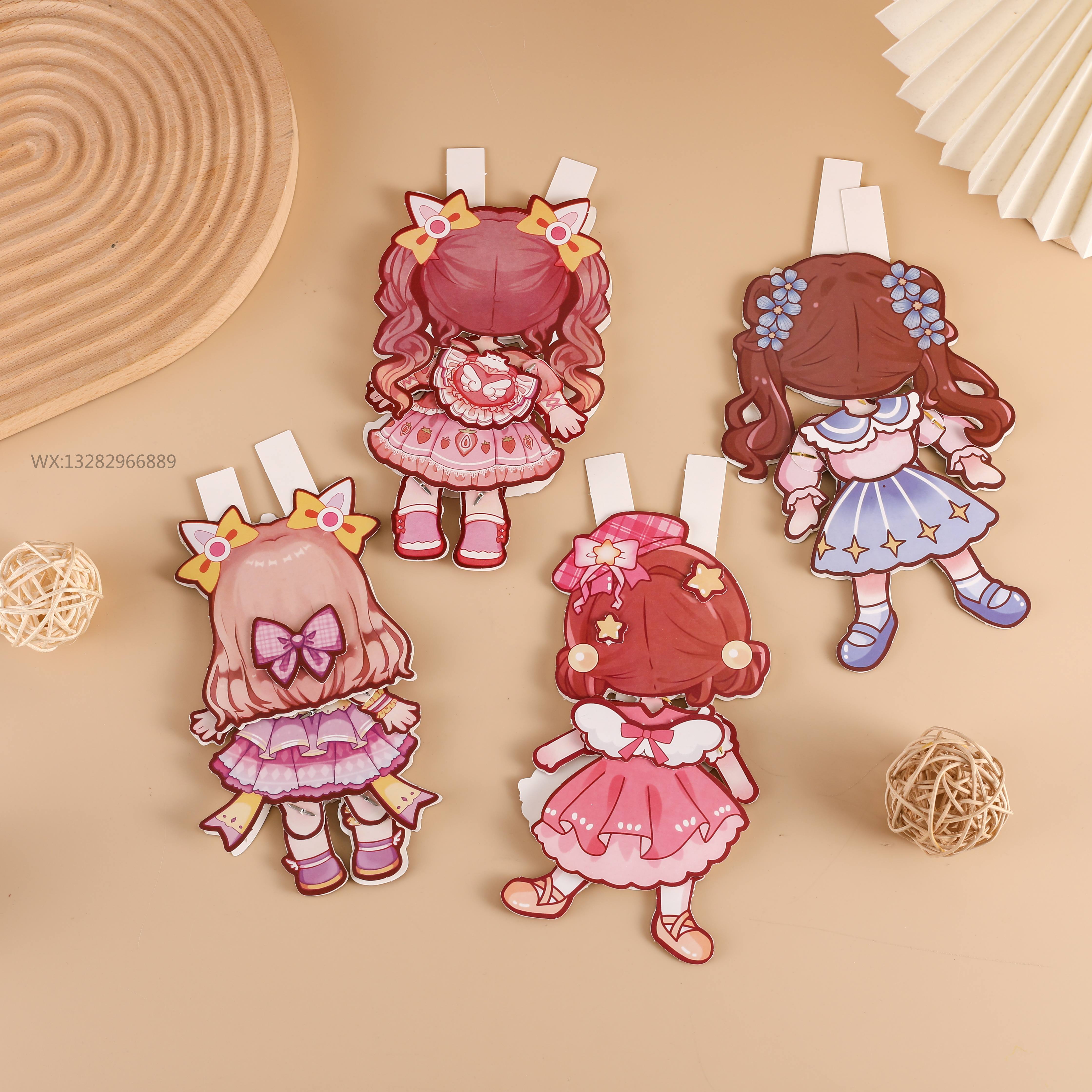 DIY girl 3D paper puppet Quiet book joint movable set Children's dress-up book Handmade scene sticker book Item Picture