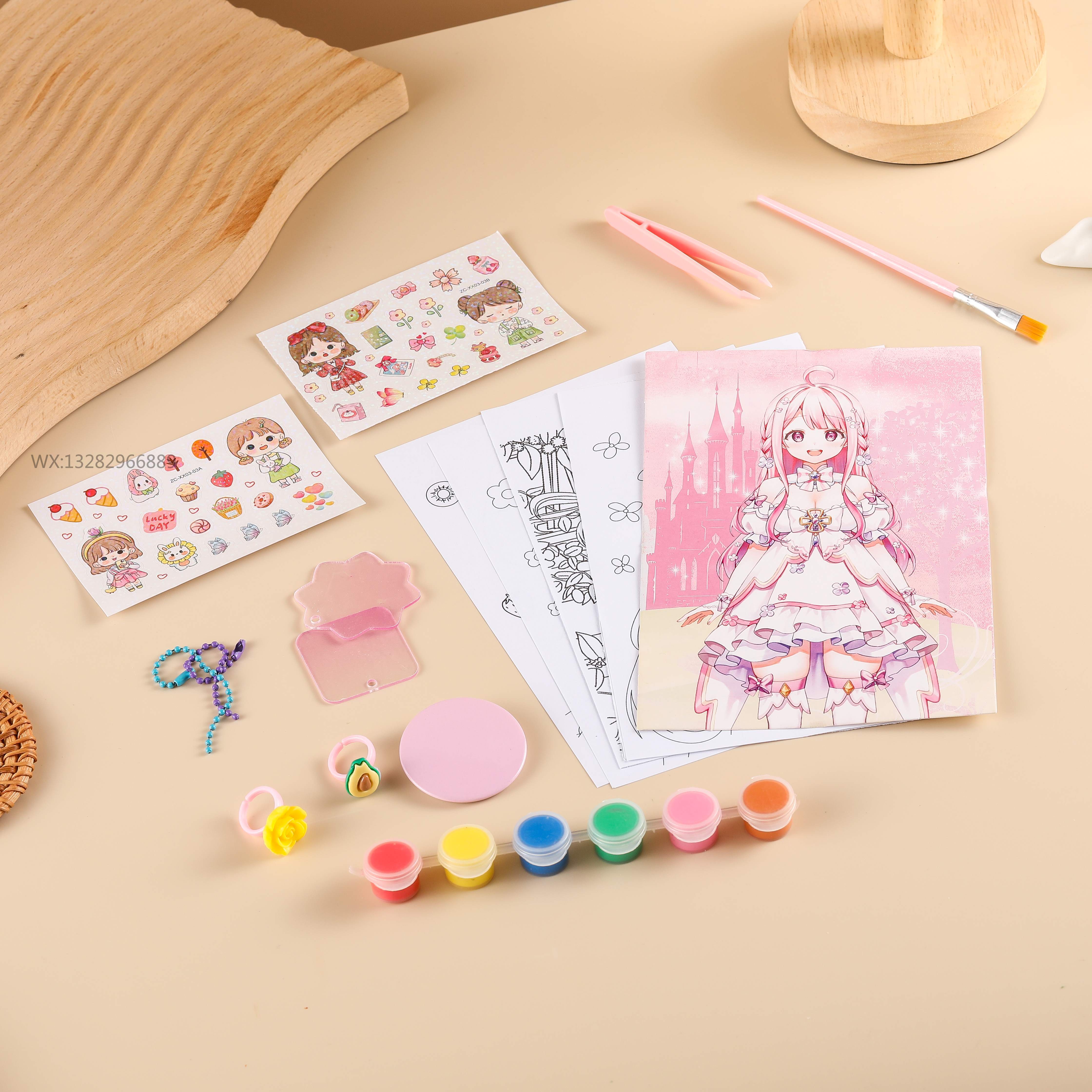 Children's Guka Coloring Set, Decorative stickers, collage set, children's doodle Fun Ring set details Picture