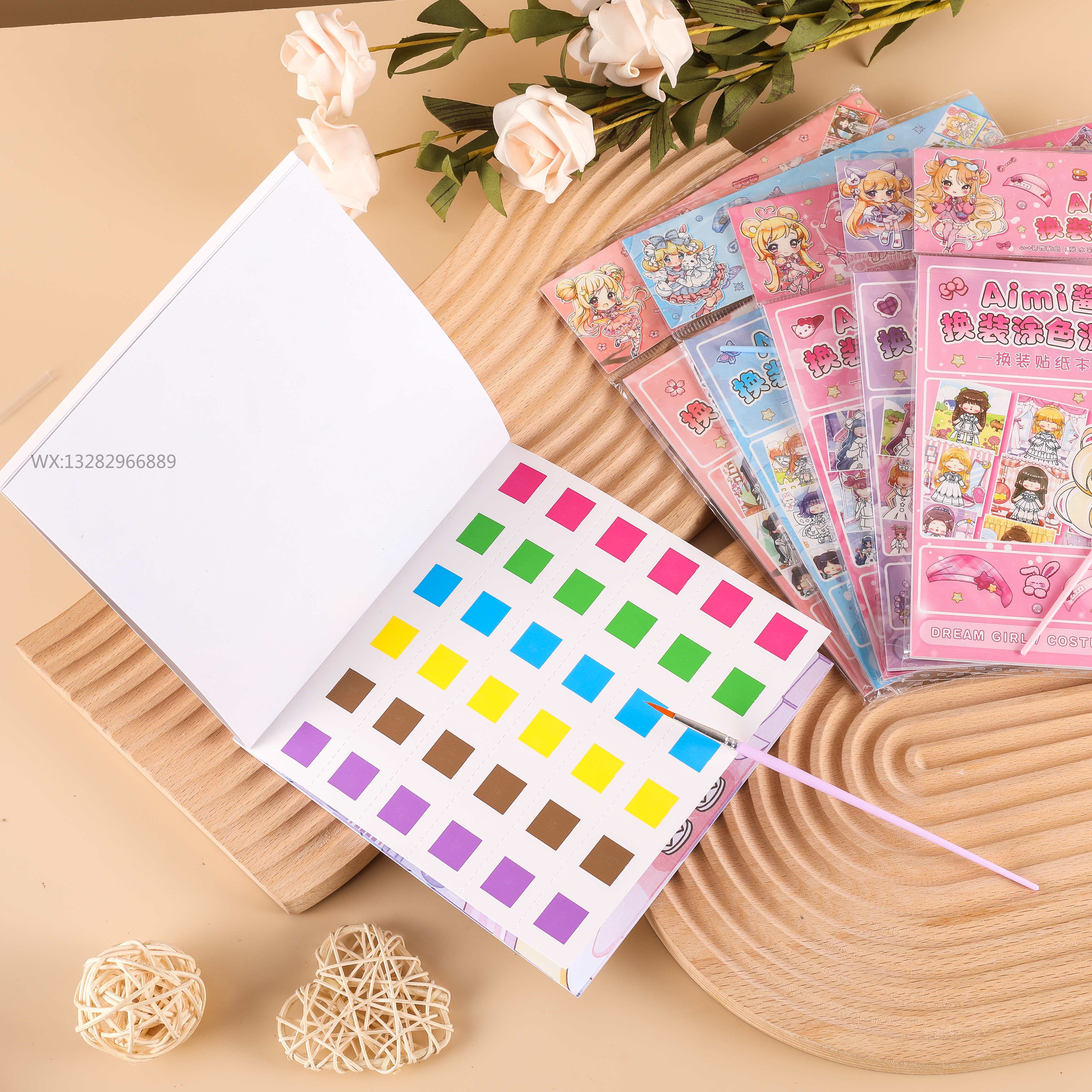 DIY Cartoon girl dress-up coloring party Children's educational toys Cute girl coloring book planner paintbrush Application Scenario