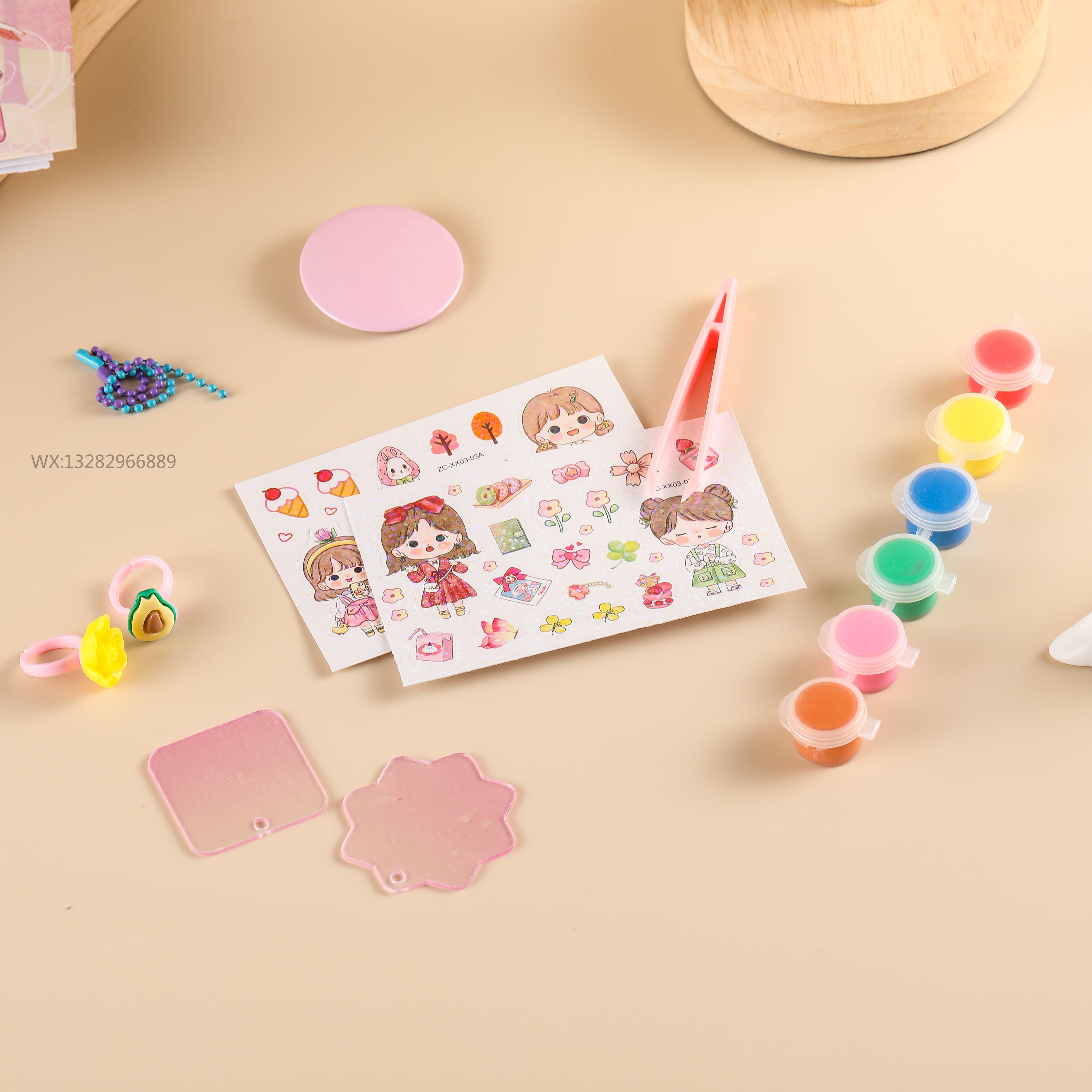 Children's Guka Coloring Set, Decorative stickers, collage set, children's doodle Fun Ring set Specification image
