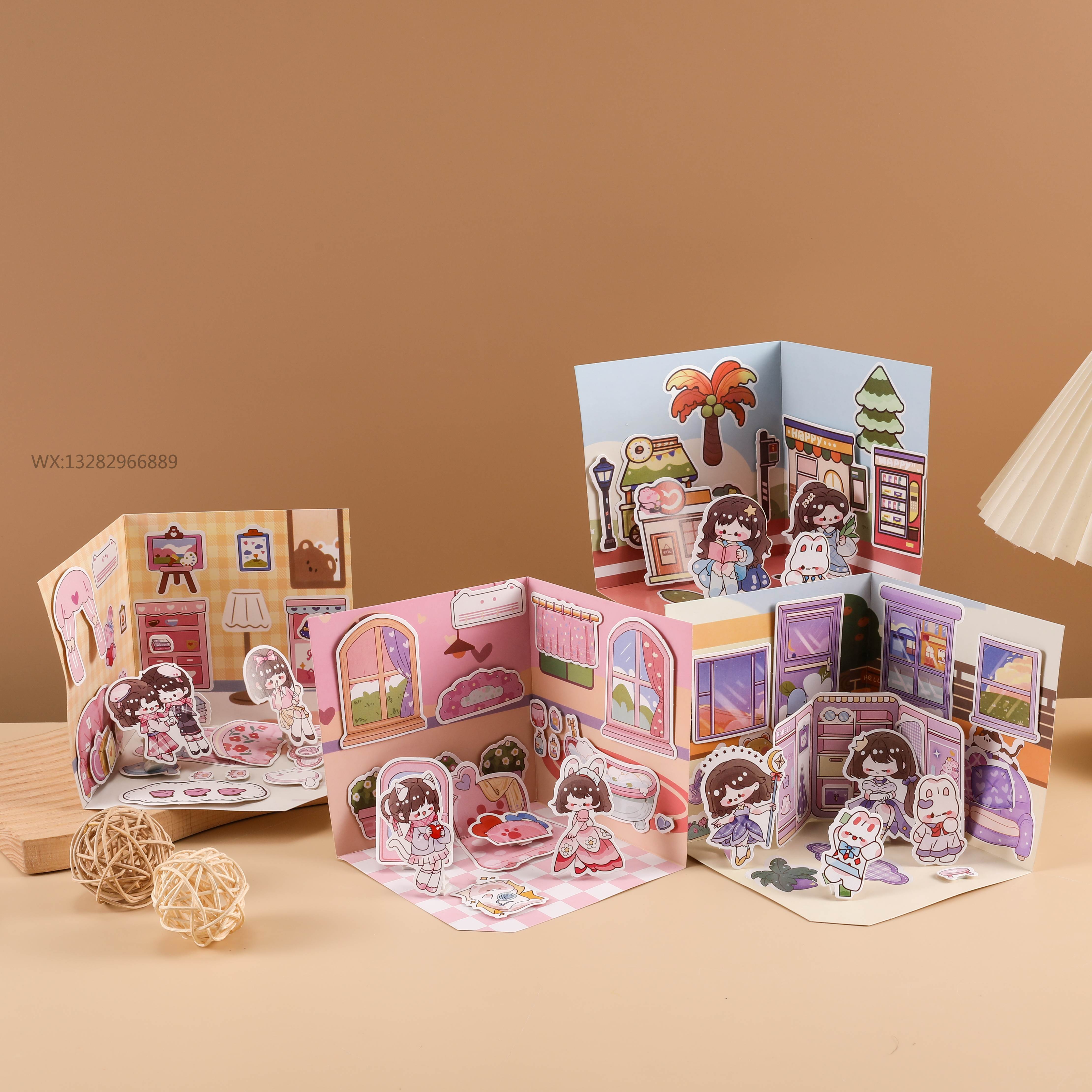 DIY Girls' hand-held scenes, cut-free 3D quiet book collage, children's handmade scene collection Specification image