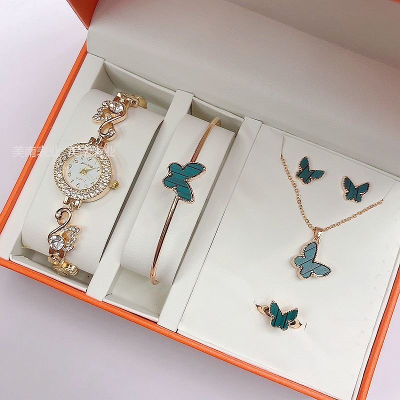 Transfronterizo moda pequeña pulsera reloj mujer caja de regalo con mariposa joyería reloj de regalo pic 6