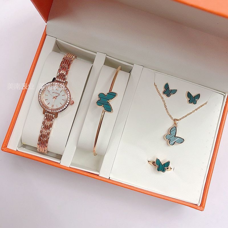 Transfronterizo moda pequeña pulsera reloj mujer caja de regalo con mariposa joyería reloj de regalo details Picture