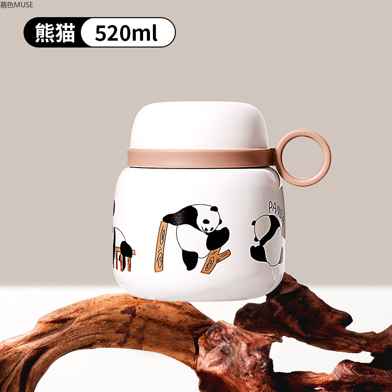 Panda insulated cups, cute stainless steel water cups for boys and girls, Panda travel souvenirs and gifts cups for Sichuan, Chengdu and Chongqing, braised pot Item Picture