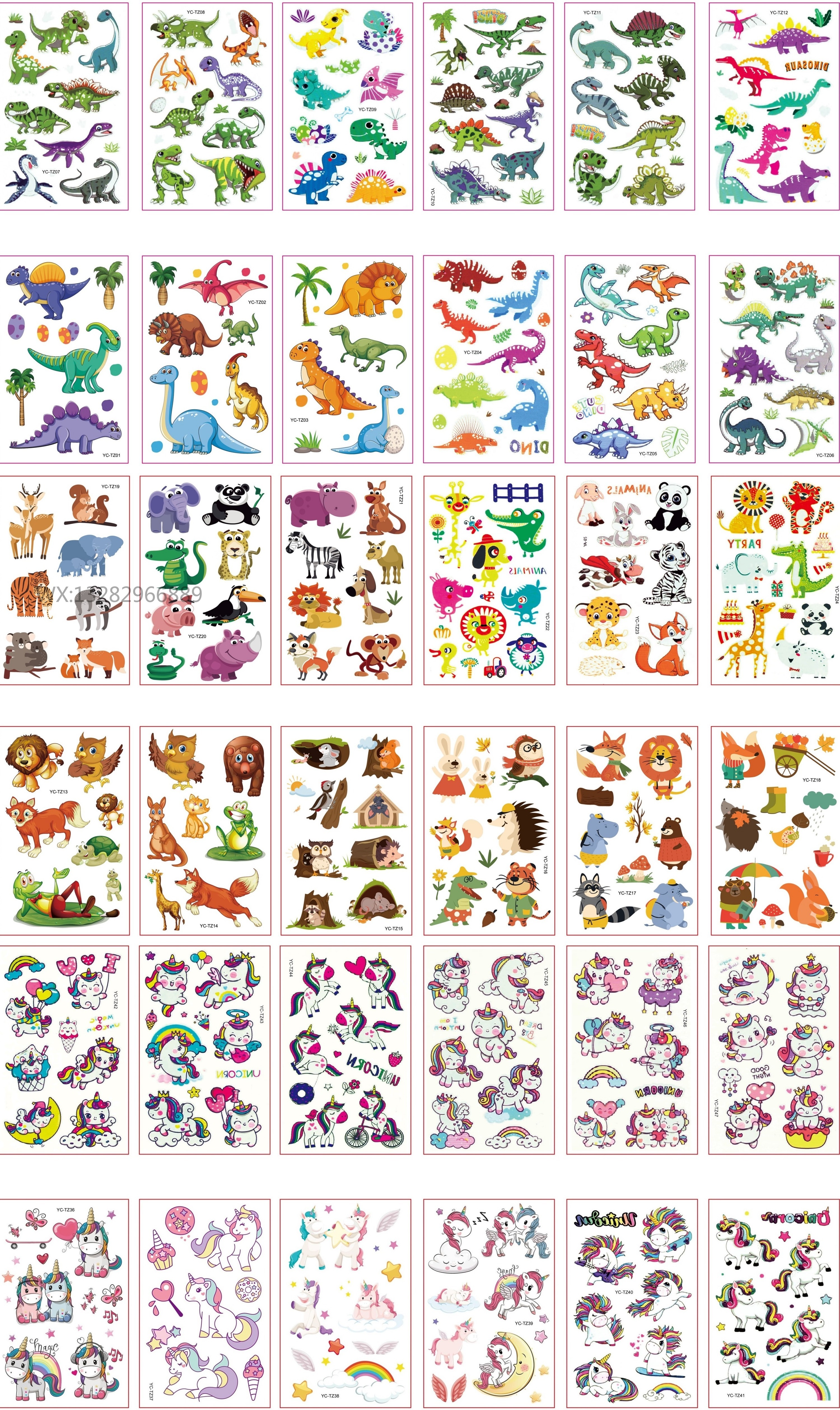 Children's cartoon tattoo sticker set, cute and fun cartoon stickers, facial waterproof tattoo stickers Item Picture