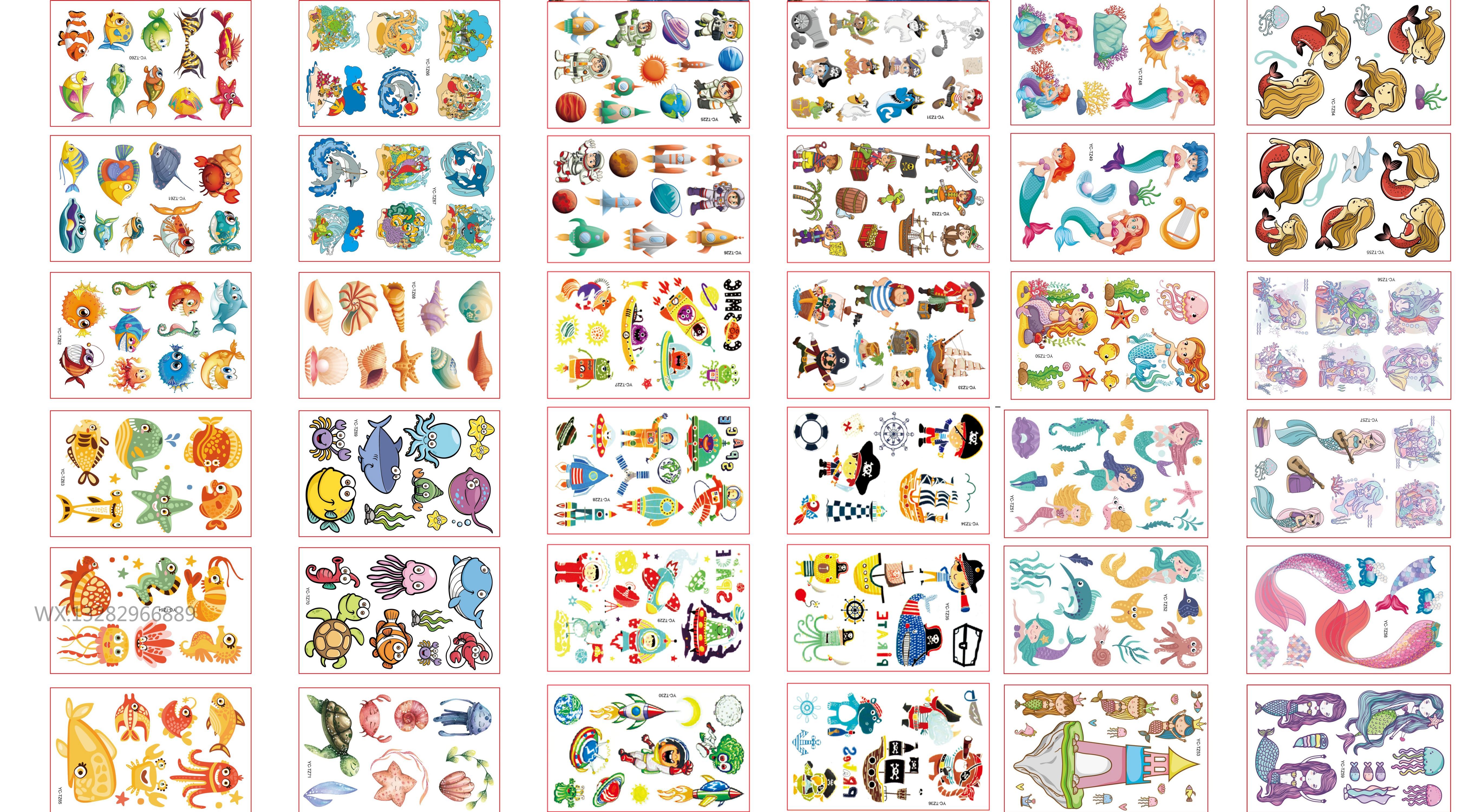 Children's cartoon tattoo sticker set, cute and fun cartoon stickers, facial waterproof tattoo stickers Application Scenario