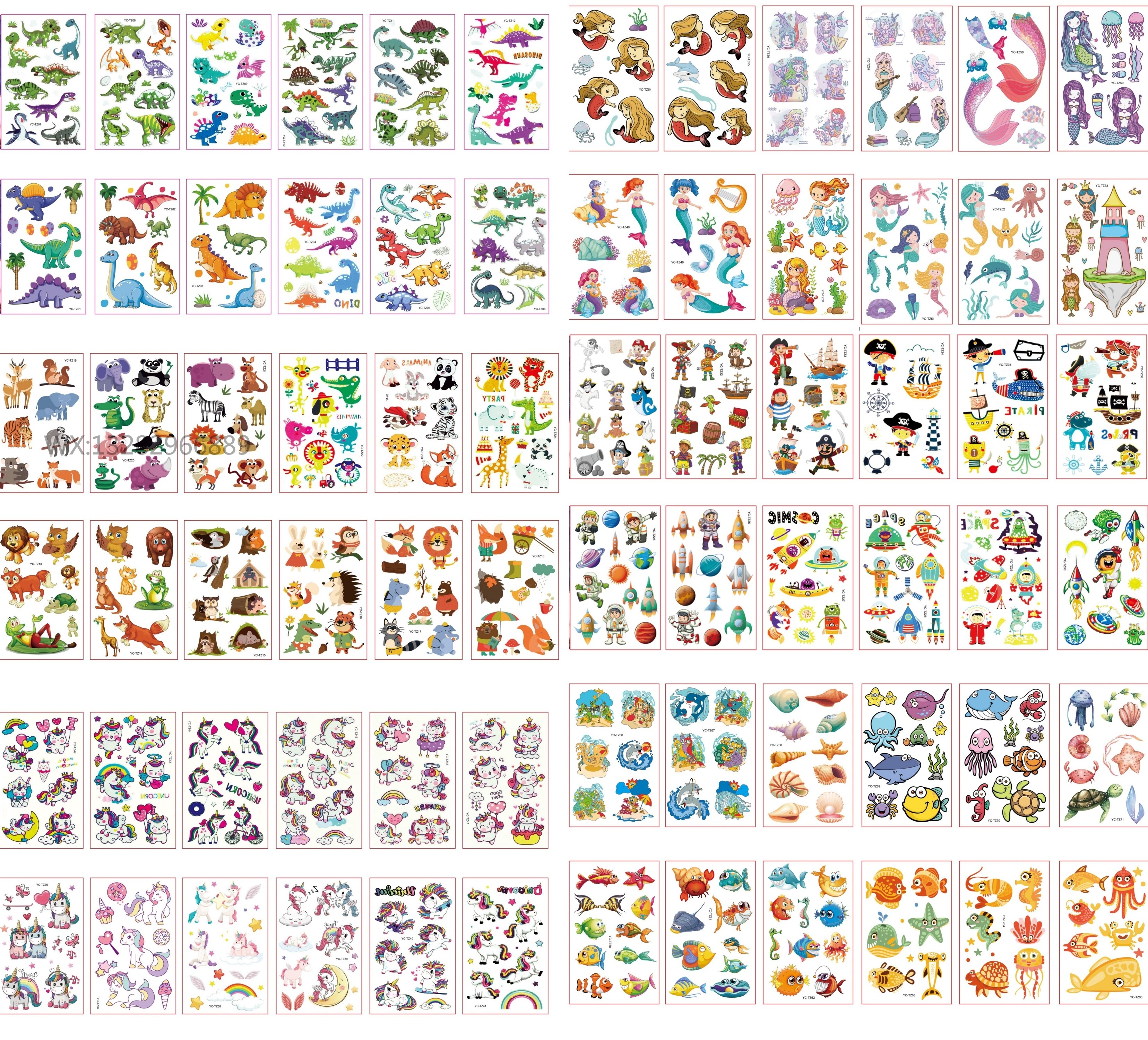 Children's cartoon tattoo sticker set, cute and fun cartoon stickers, facial waterproof tattoo stickers