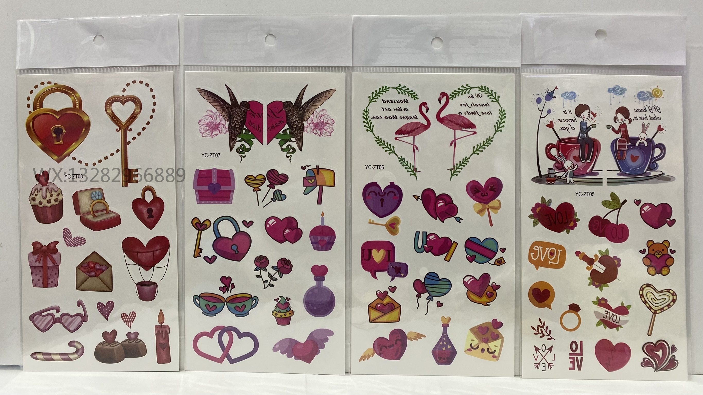 Valentine's Day tattoo stickers, children's cartoon tattoo stickers, cartoon cute and fun stickers, facial waterproof tattoo stickers details Picture