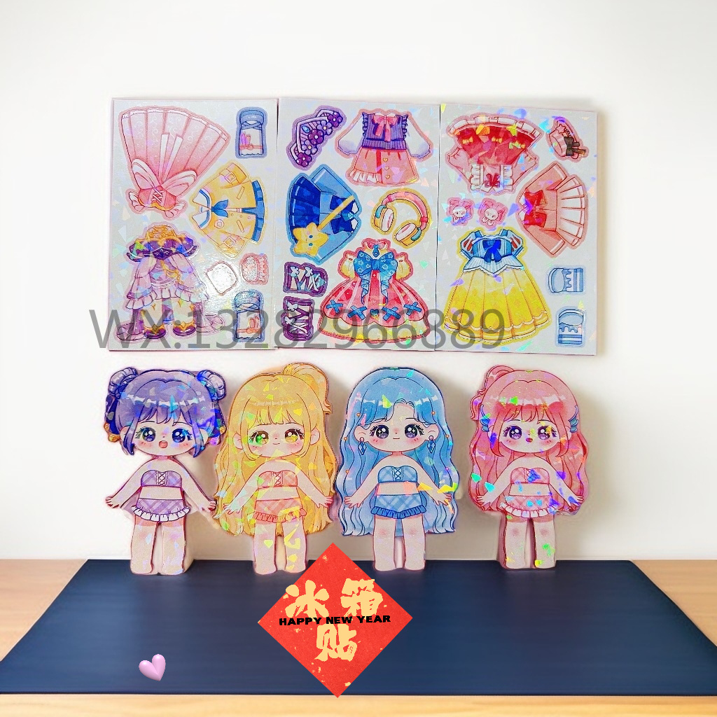 Children's cartoon cute girl 3D refrigerator stickers, magnetic dress-up stickers, princess DIY toys, multiple sets of dress-up refrigerator stickers, cultural and creative refrigerator stickers Item Picture