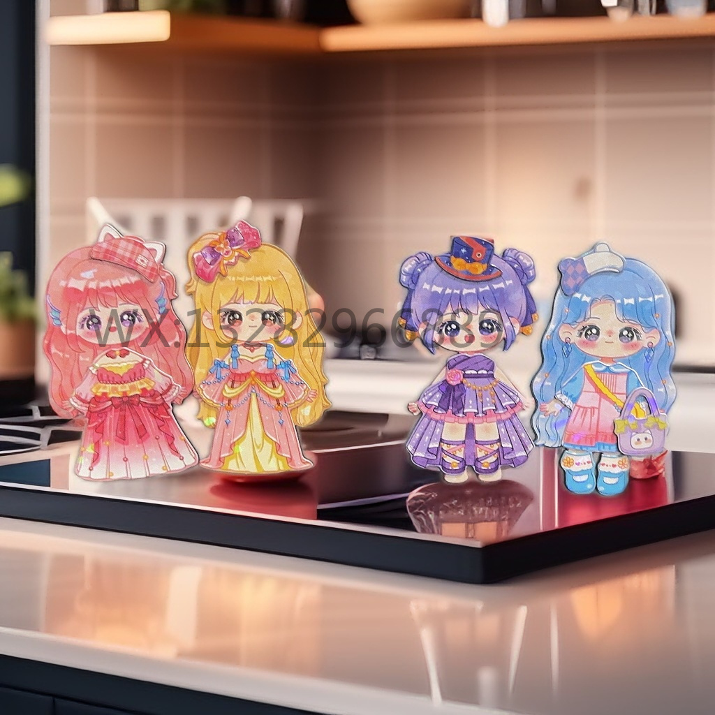 Children's cartoon cute girl 3D refrigerator stickers, magnetic dress-up stickers, princess DIY toys, multiple sets of dress-up refrigerator stickers, cultural and creative refrigerator stickers Specification image