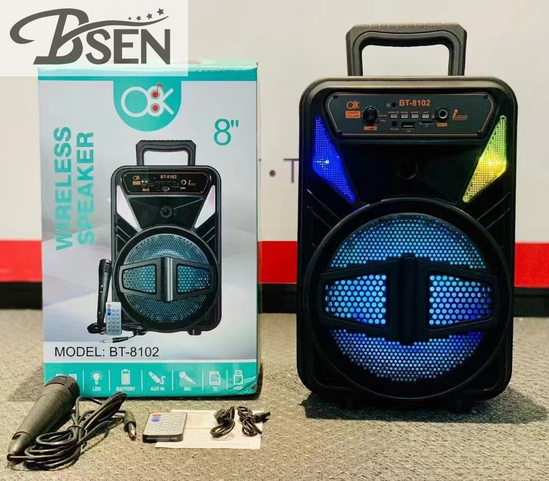 外贸私模8寸便携式音响彩灯麦克风广场舞手提扬声器蓝牙音箱BT-8101详情4