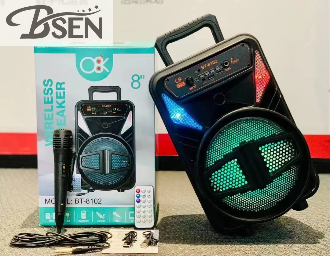 外贸私模8寸便携式音响彩灯麦克风广场舞手提扬声器蓝牙音箱BT-8101详情6
