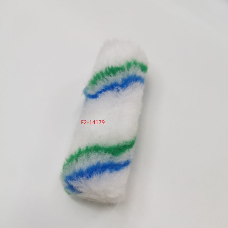 Roller brush small bristle sleeve, 4-inch blue-green striped polyester paint brush tool, daily necessities, essential product for home decoration, easy to use, low price, and good quality details Picture