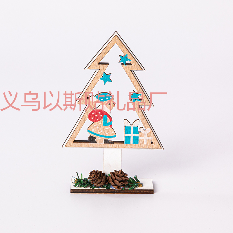 圣诞节木制圣诞快乐摆件礼品 木质圣诞节XMAS橱窗桌子创意摆饰产品图
