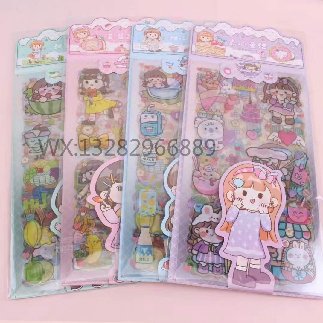 Cartoon girl creative DIY transparent planner stickers, cute and girlish transparent stickers, invisible material stickers details Picture