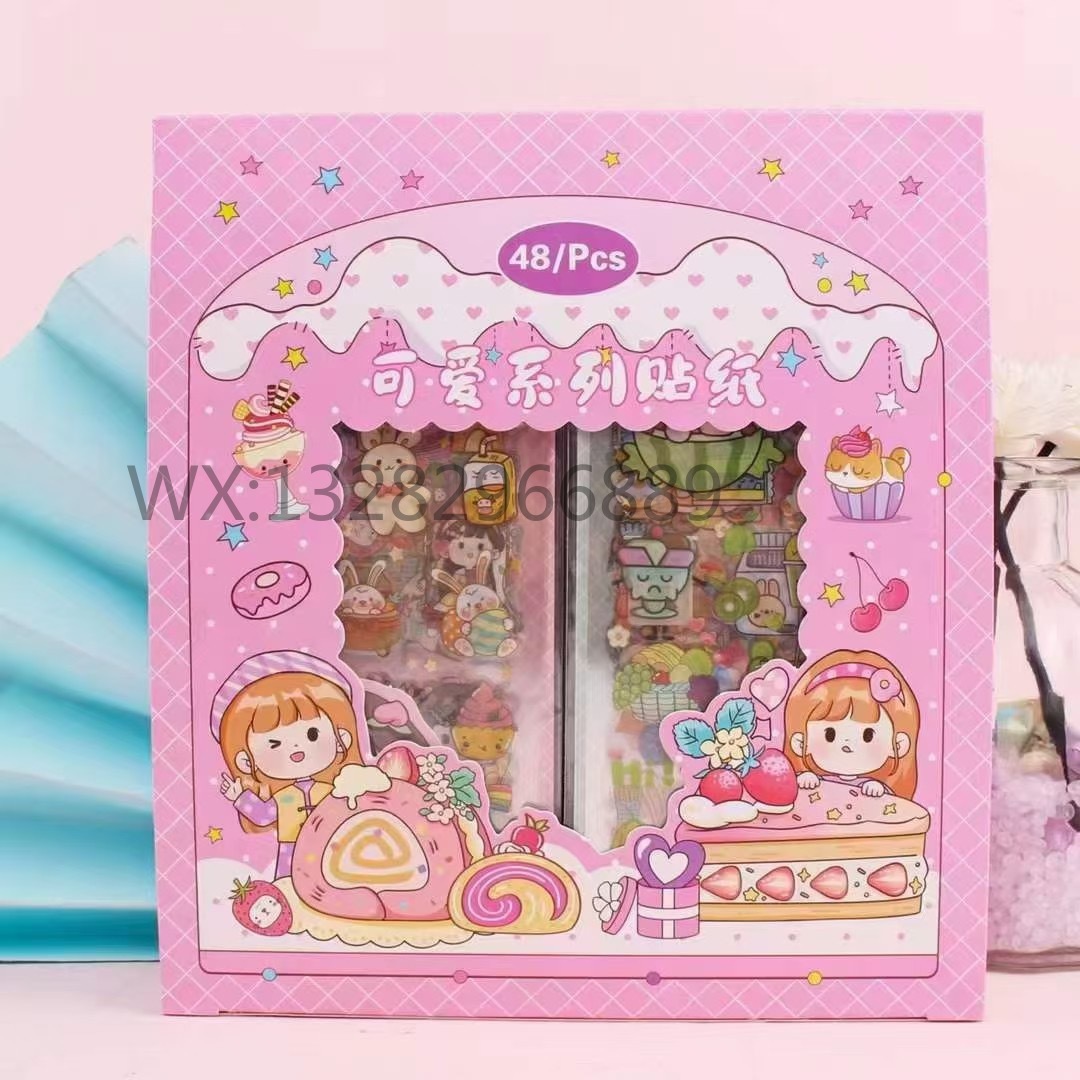 Cartoon girl creative DIY transparent planner stickers, cute and girlish transparent stickers, invisible material stickers