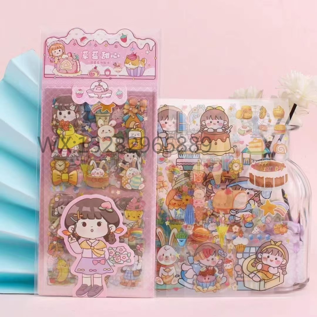 Cartoon girl creative DIY transparent planner stickers, cute and girlish transparent stickers, invisible material stickers Specification image