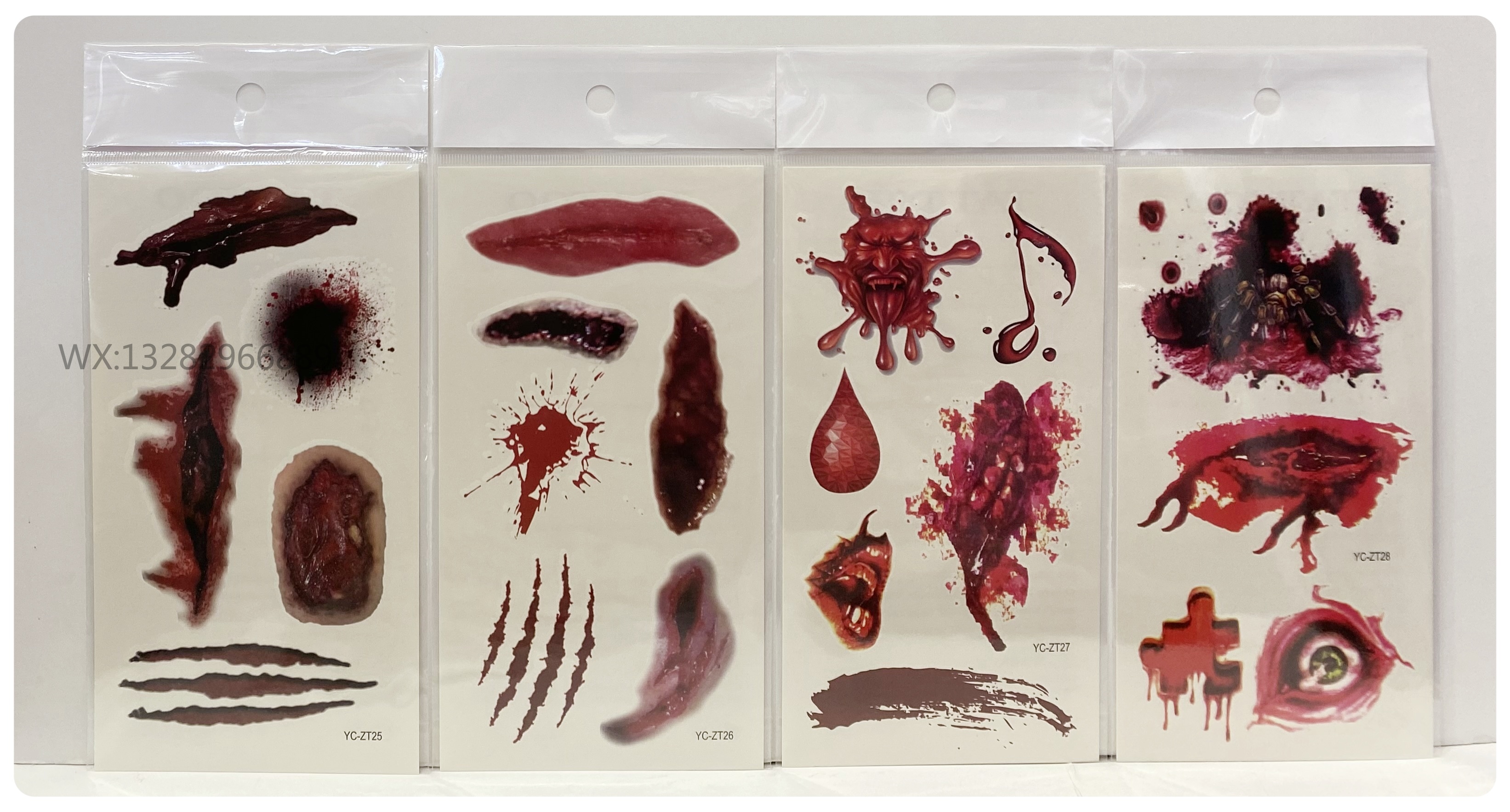 Halloween tattoo stickers for abrasions, waterproof tattoo stickers for scars, leave application, fake scars for men and women, simulated injury tattoo stickers, cross-border tattoo stickers, cross-border tattoo stickers for men and women details Picture