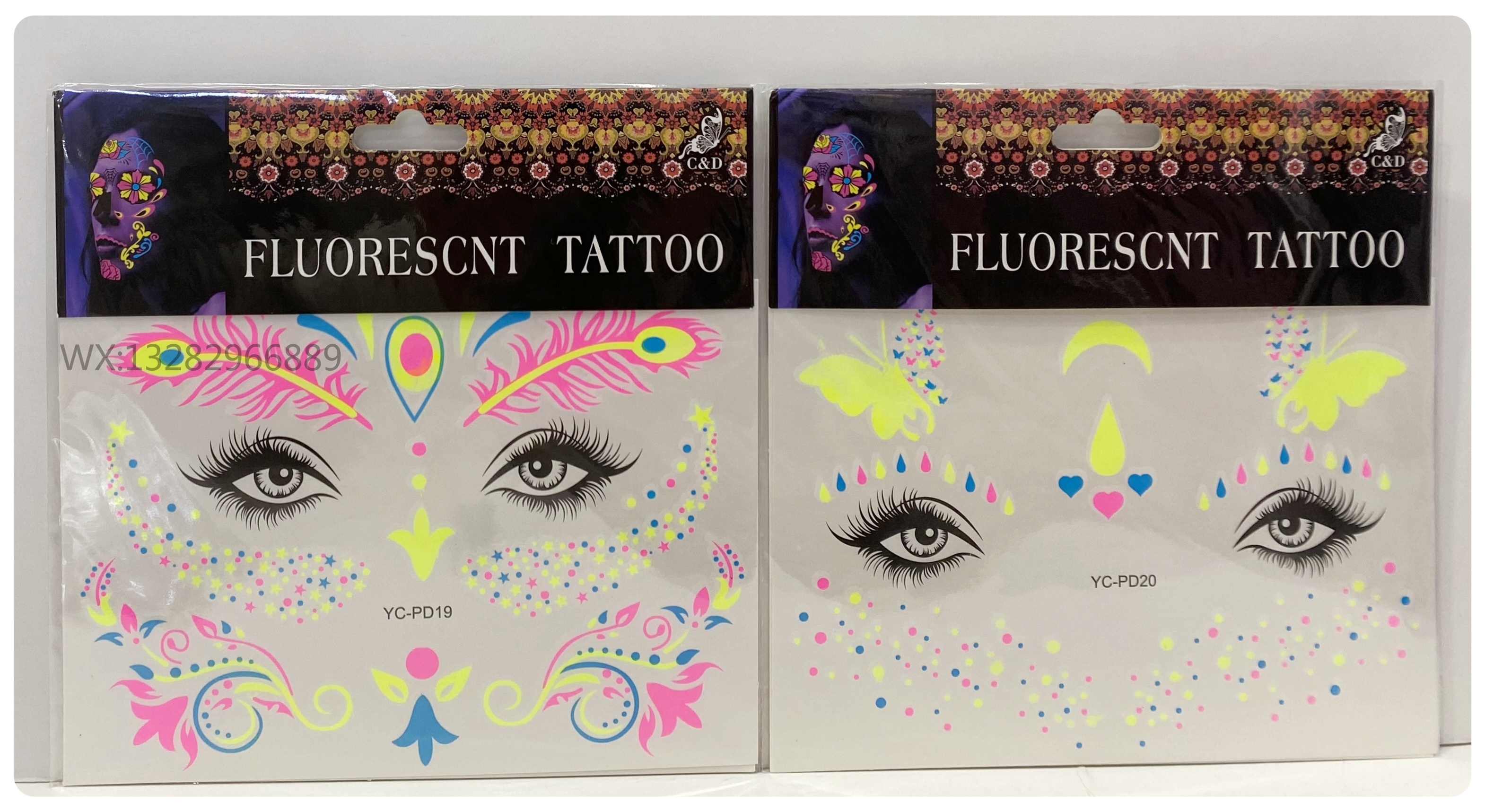 Butterfly fluorescent fresh and delicate fairy tattoo face stickers, ancient-style fairy-like waterproof and long-lasting butterfly flower tattoo stickers Specification image