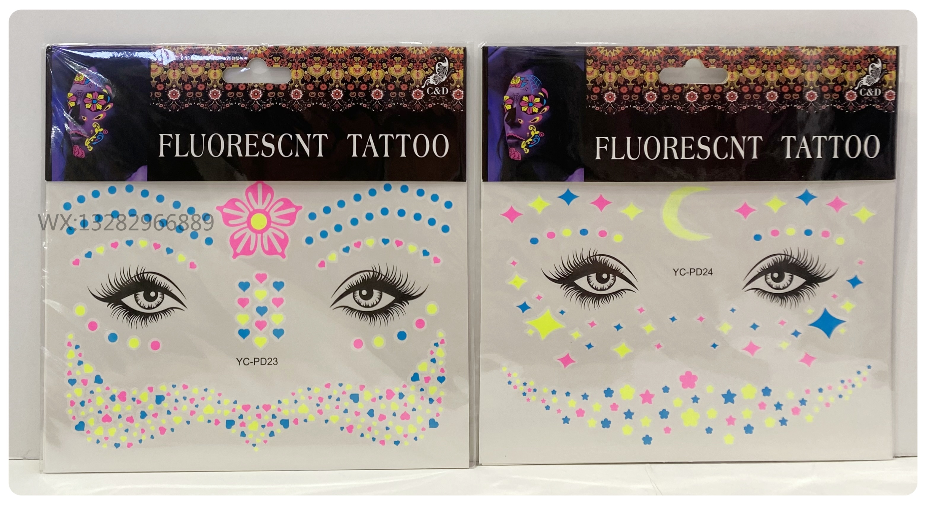 Butterfly fluorescent fresh and delicate fairy tattoo face stickers, ancient-style fairy-like waterproof and long-lasting butterfly flower tattoo stickers Item Picture