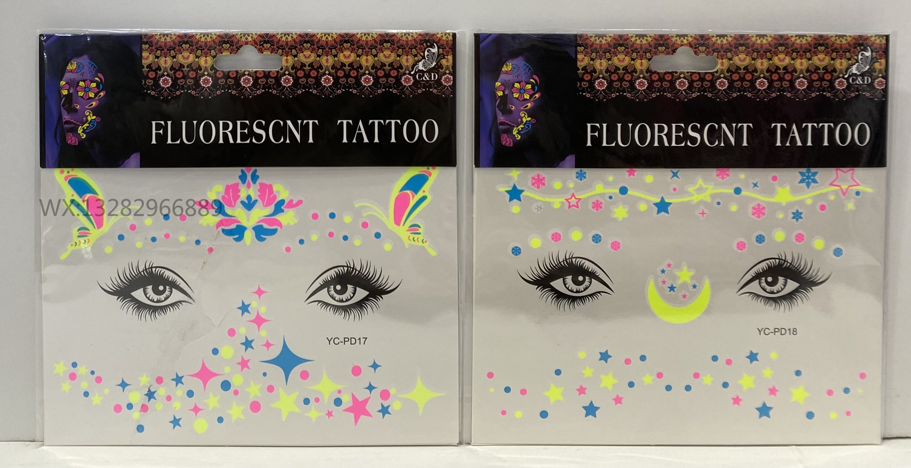 Butterfly fluorescent fresh and delicate fairy tattoo face stickers, ancient-style fairy-like waterproof and long-lasting butterfly flower tattoo stickers details Picture
