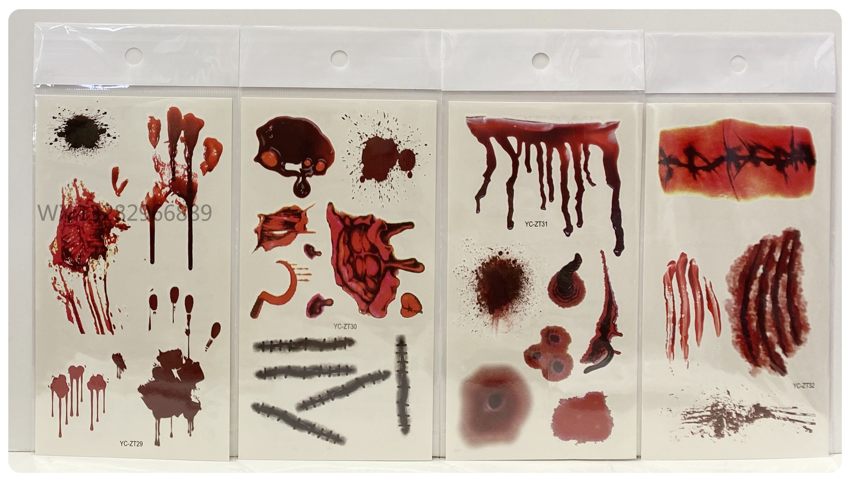 Halloween tattoo stickers for abrasions, waterproof tattoo stickers for scars, leave application, fake scars for men and women, simulated injury tattoo stickers, cross-border tattoo stickers, cross-border tattoo stickers for men and women Specification image