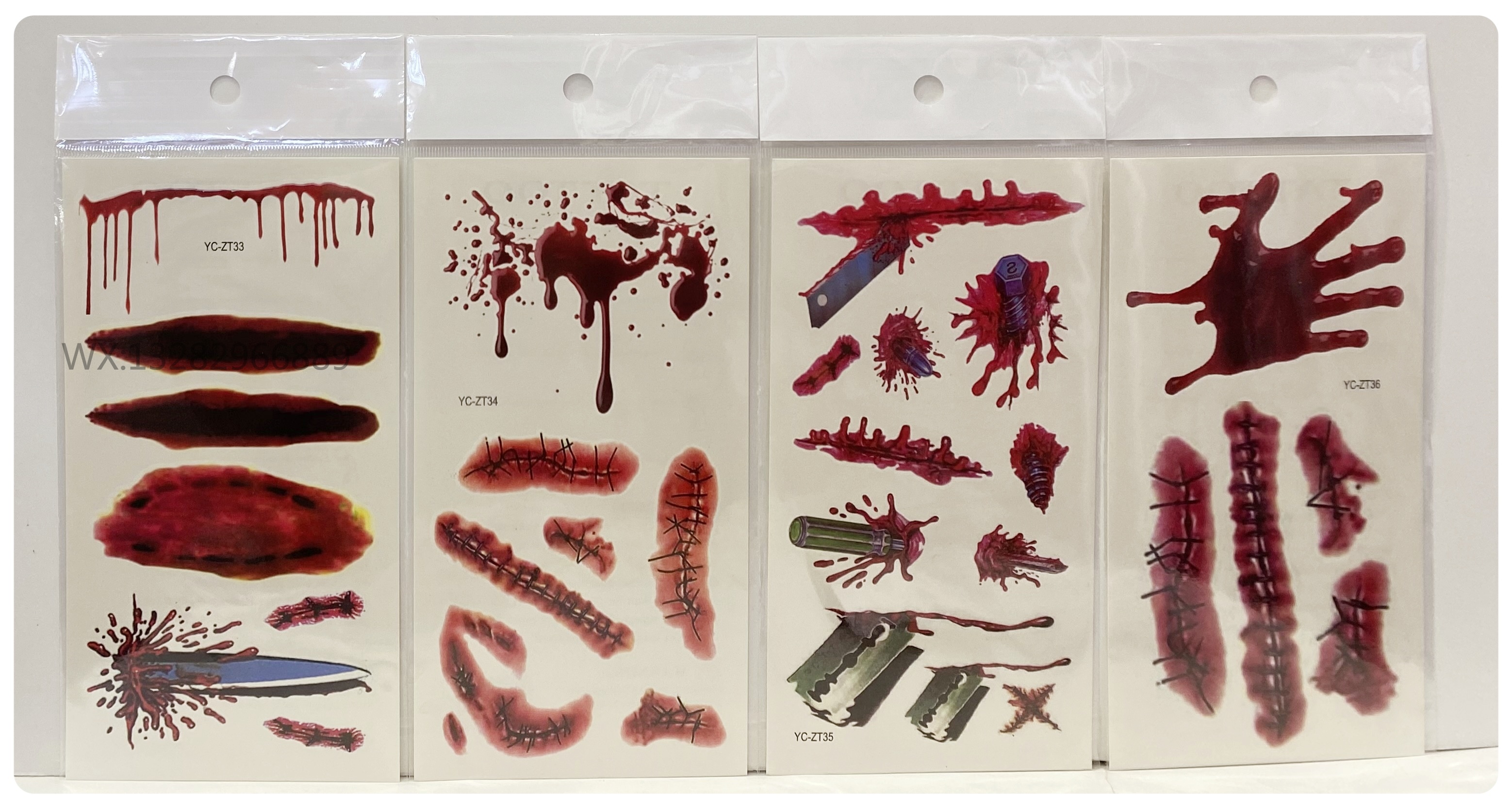 Halloween tattoo stickers for abrasions, waterproof tattoo stickers for scars, leave application, fake scars for men and women, simulated injury tattoo stickers, cross-border tattoo stickers, cross-border tattoo stickers for men and women Application Scenario