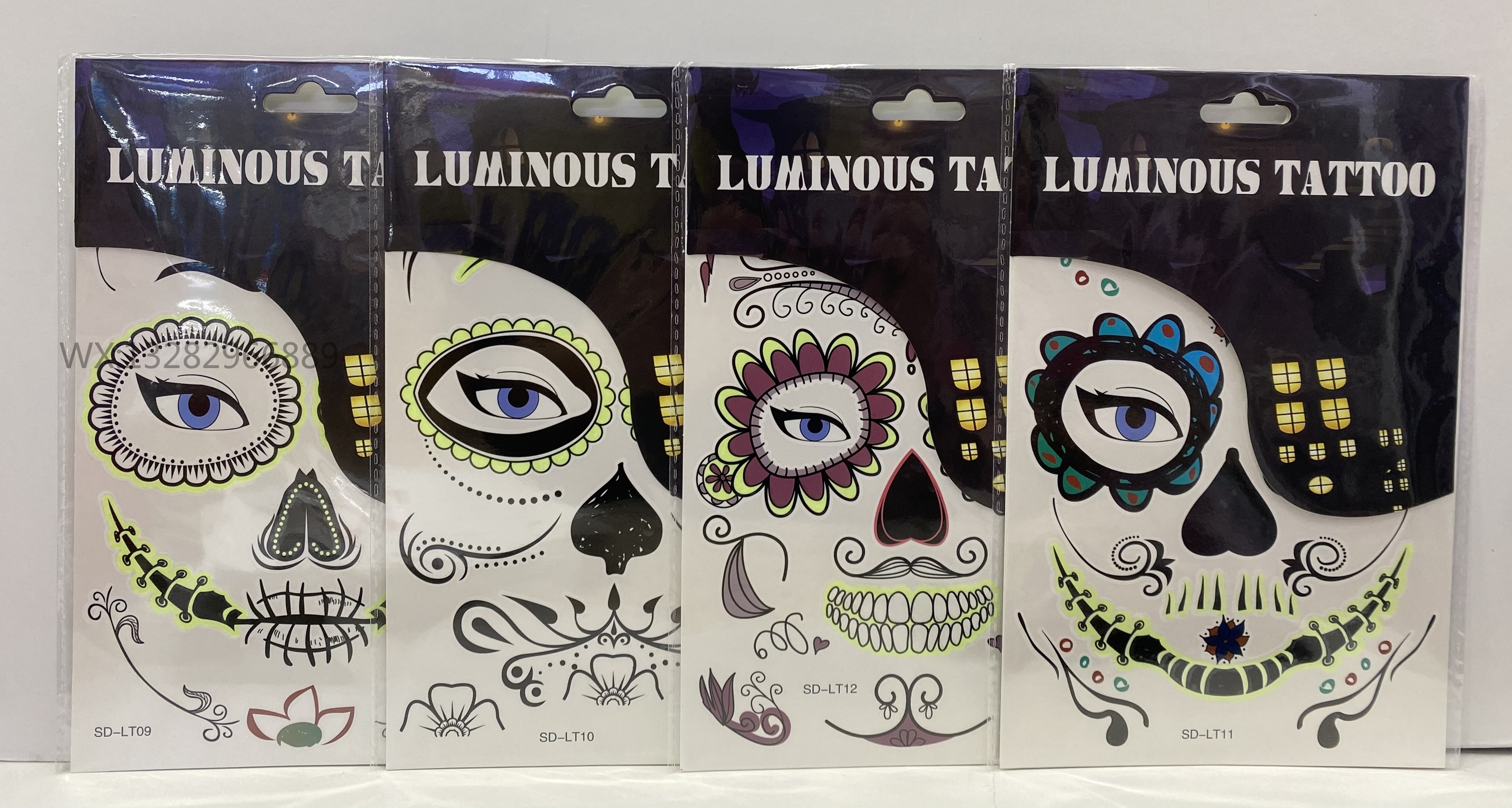 Halloween Fluorescent Halloween Death Tattoo stickers, face stickers, waterproof tattoo stickers, ghost makeup, party face stickers, tattoo stickers, cultural and creative tattoos pic 4
