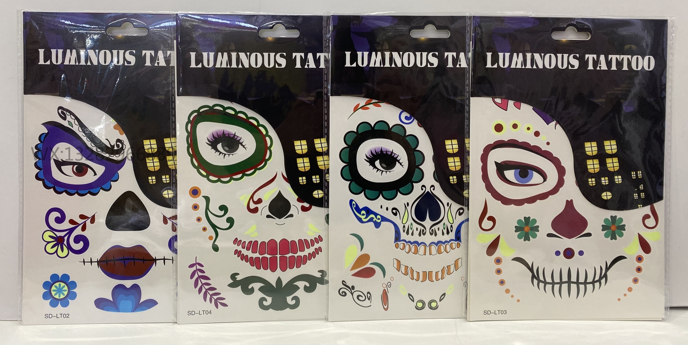 Halloween Fluorescent Halloween Death Tattoo stickers, face stickers, waterproof tattoo stickers, ghost makeup, party face stickers, tattoo stickers, cultural and creative tattoos pic 5