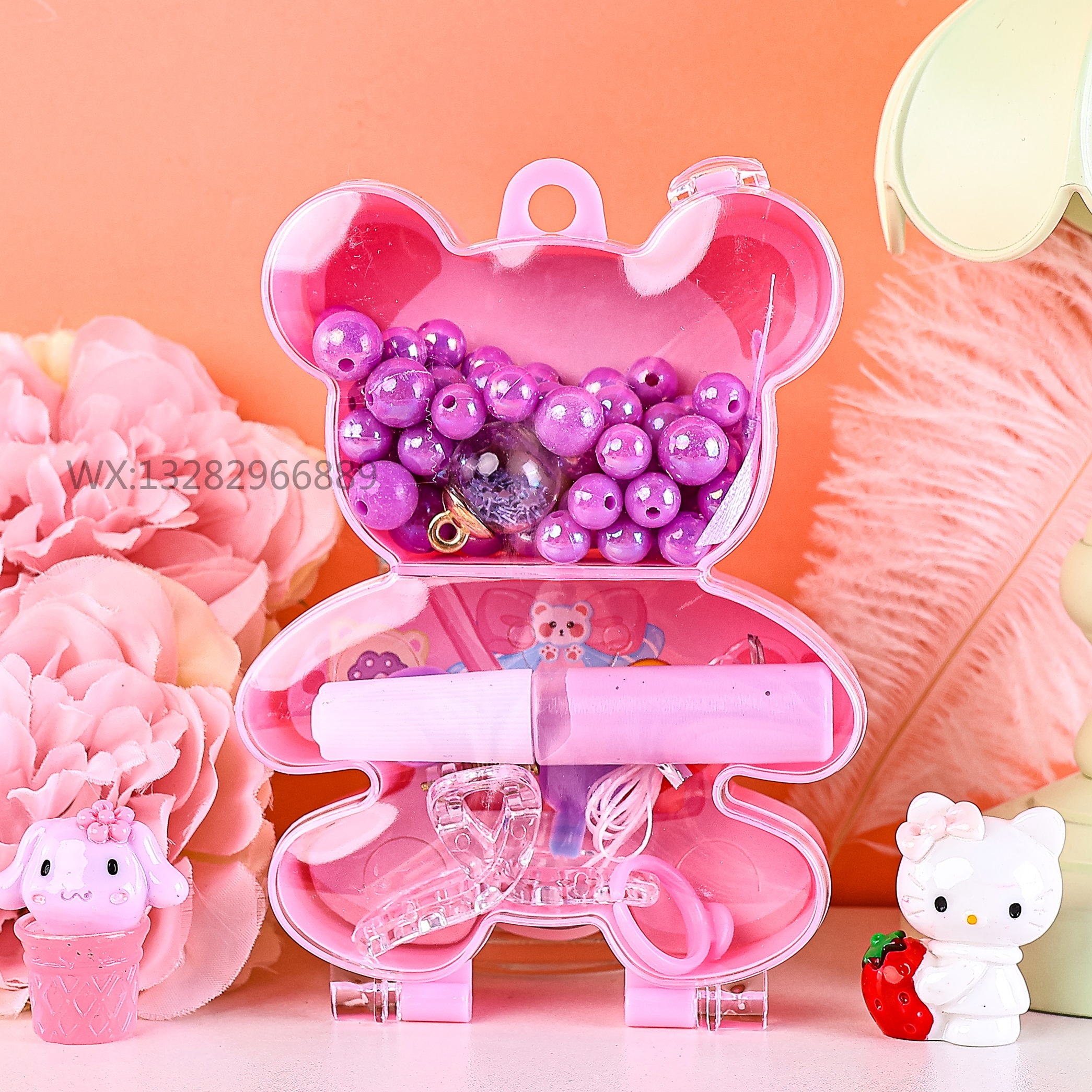 Children's DIY beaded hair clip pendant accessory set design Necklace bracelet toy Children's hair accessory gift box dyi beaded set box, girls' DIY handcrafted bracelet set, children's beaded set Application Scenario