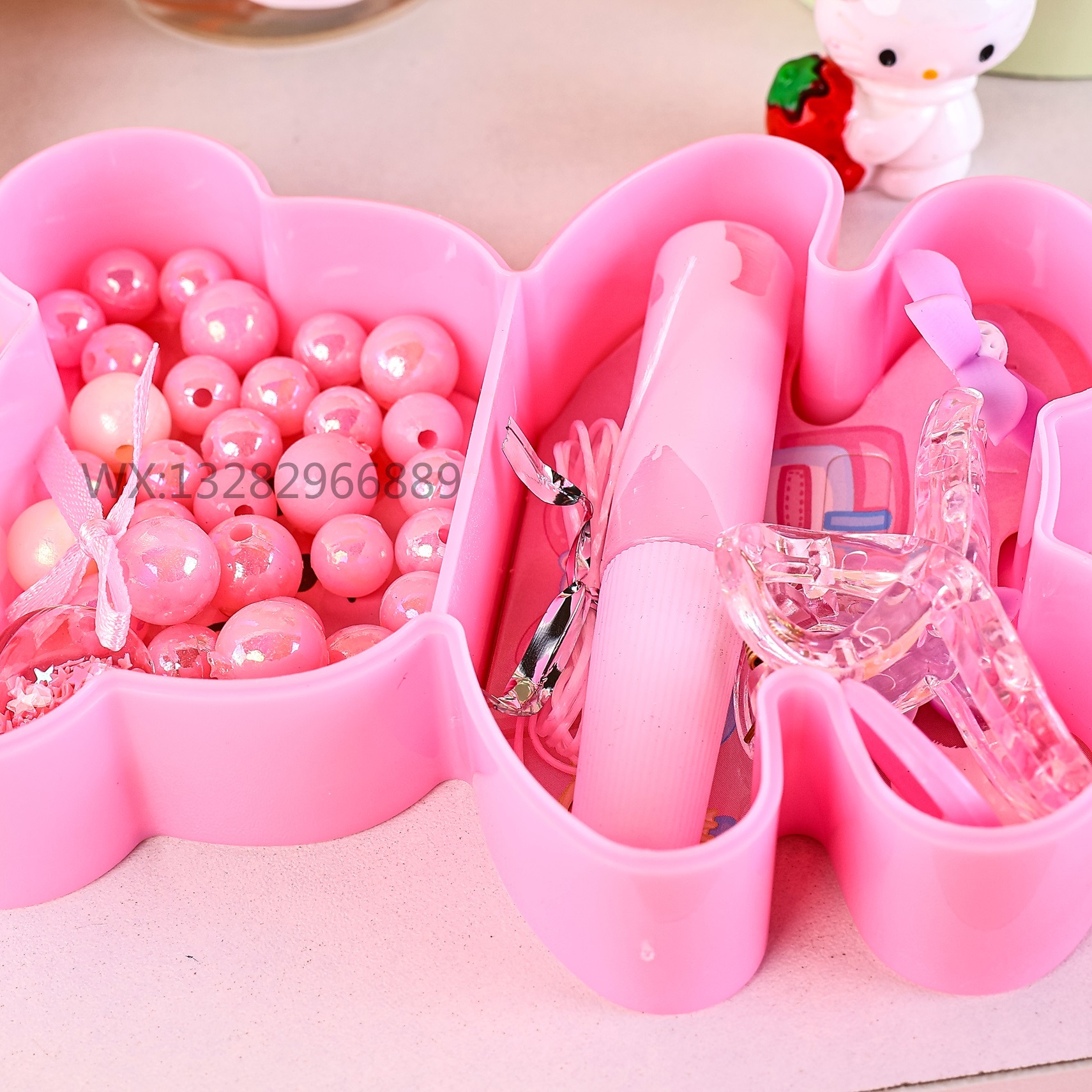 Children's DIY beaded hair clip pendant accessory set design Necklace bracelet toy Children's hair accessory gift box dyi beaded set box, girls' DIY handcrafted bracelet set, children's beaded set Item Picture