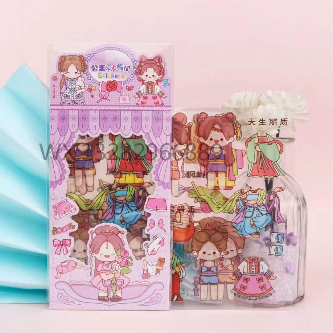 The princess's wardrobe room creative DIY ancient-style transparent planner sticker Guka cute ancient-style girlish sticker material Item Picture