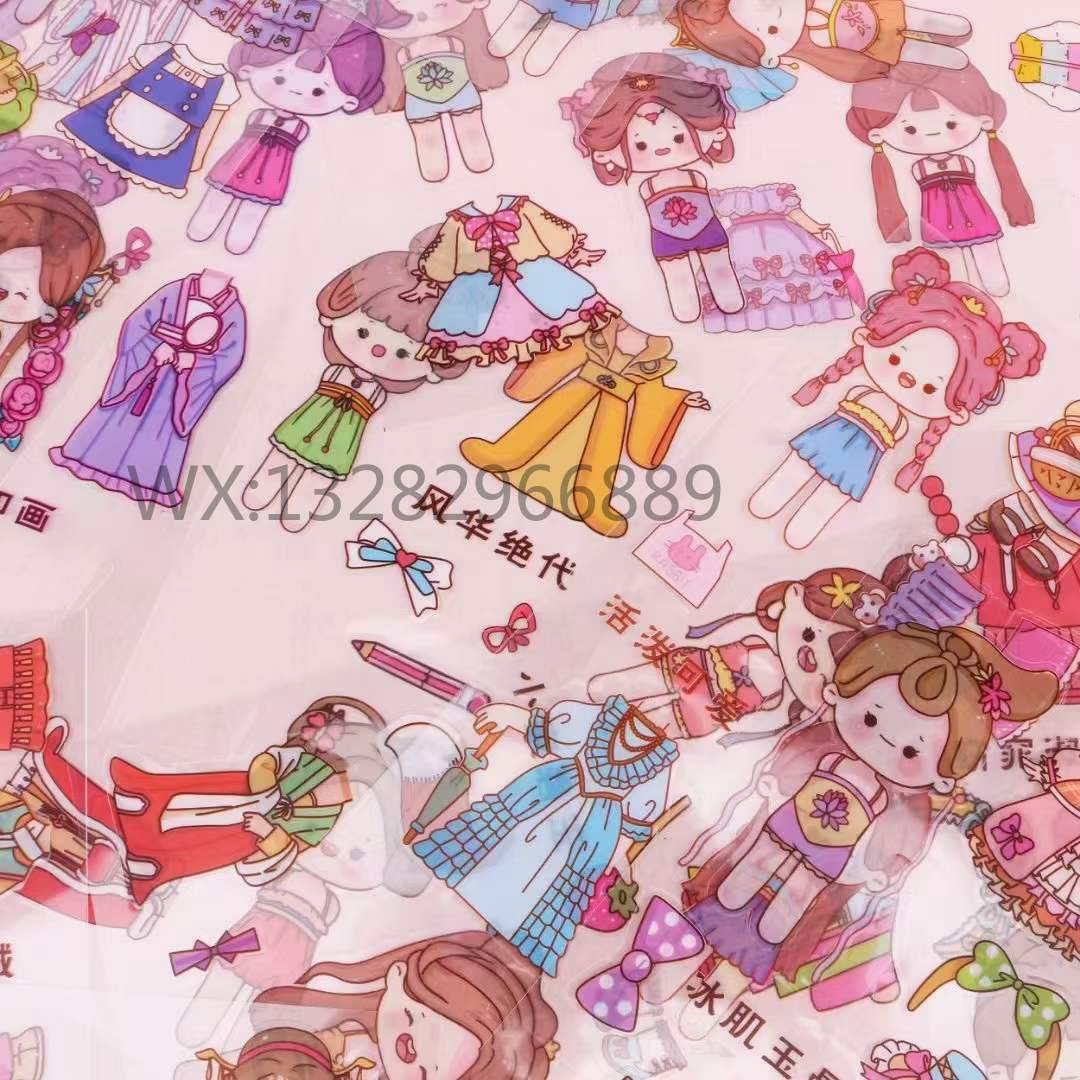 The princess's wardrobe room creative DIY ancient-style transparent planner sticker Guka cute ancient-style girlish sticker material pic 9