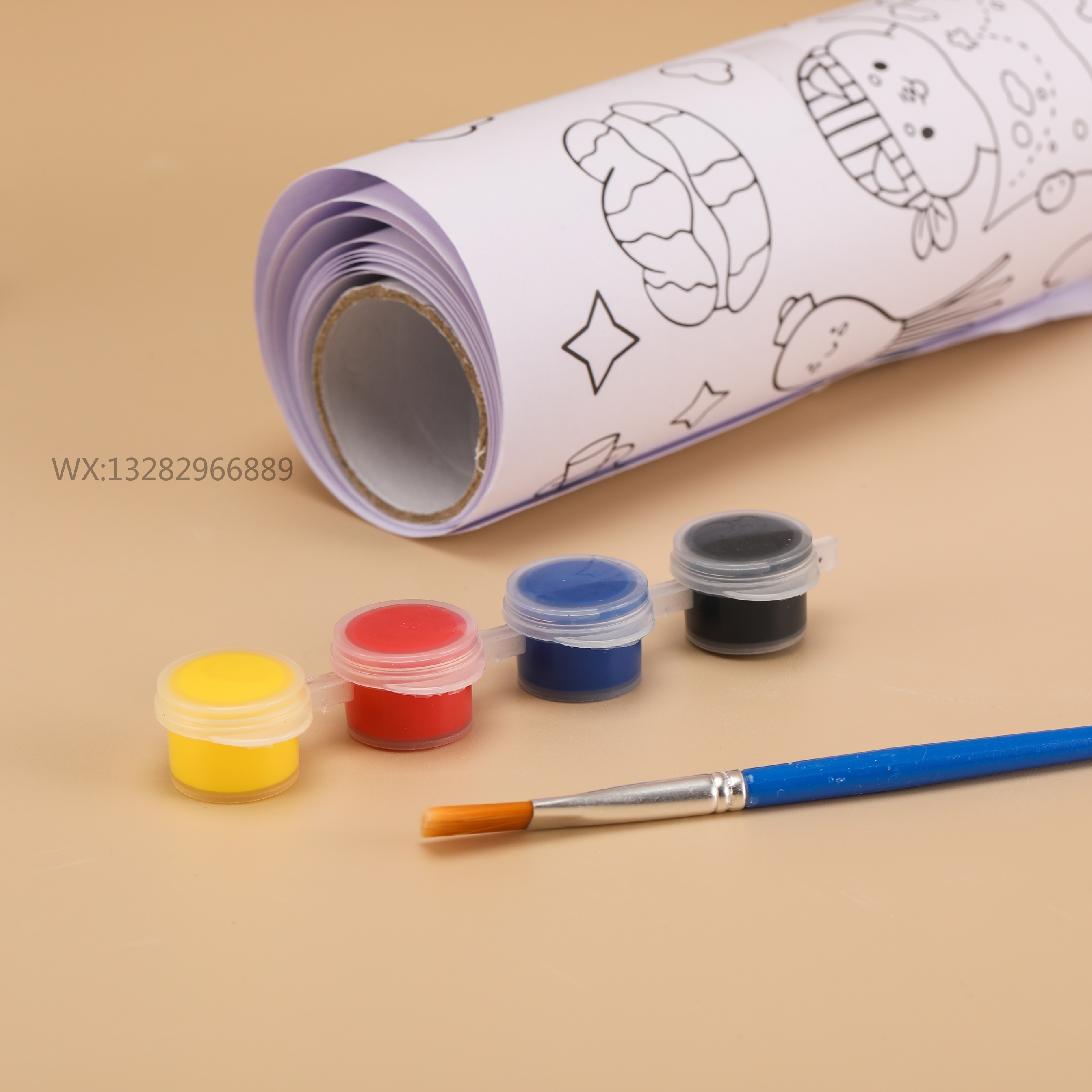 Children's doodle scroll watercolor coloring, 4-color children's doodle painting set, long roll paper white-line drawing base draft coloring Application Scenario