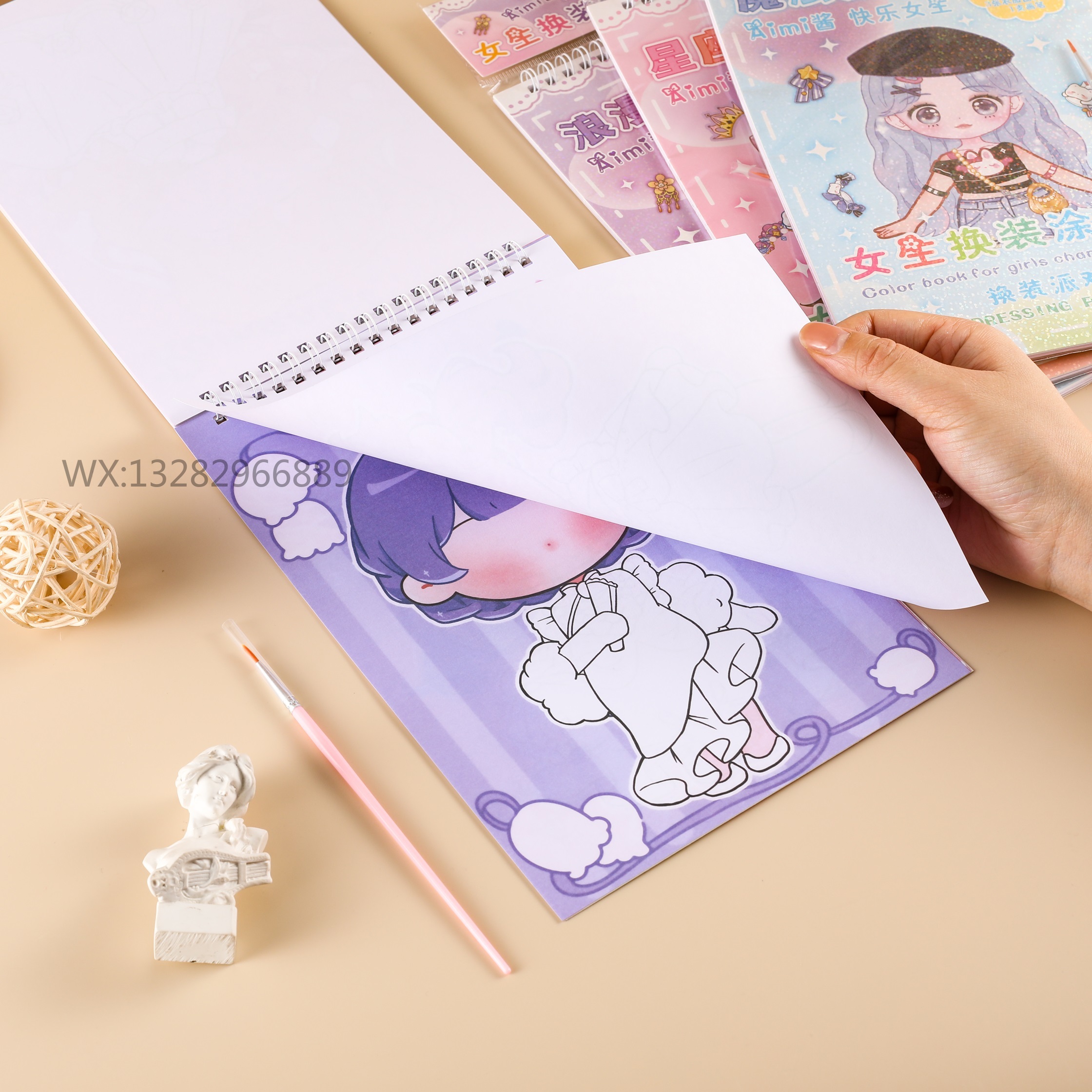 女生换装涂色本 派对换装水彩颜料贴纸精美贴纸 儿童手账换装贴纸详情5