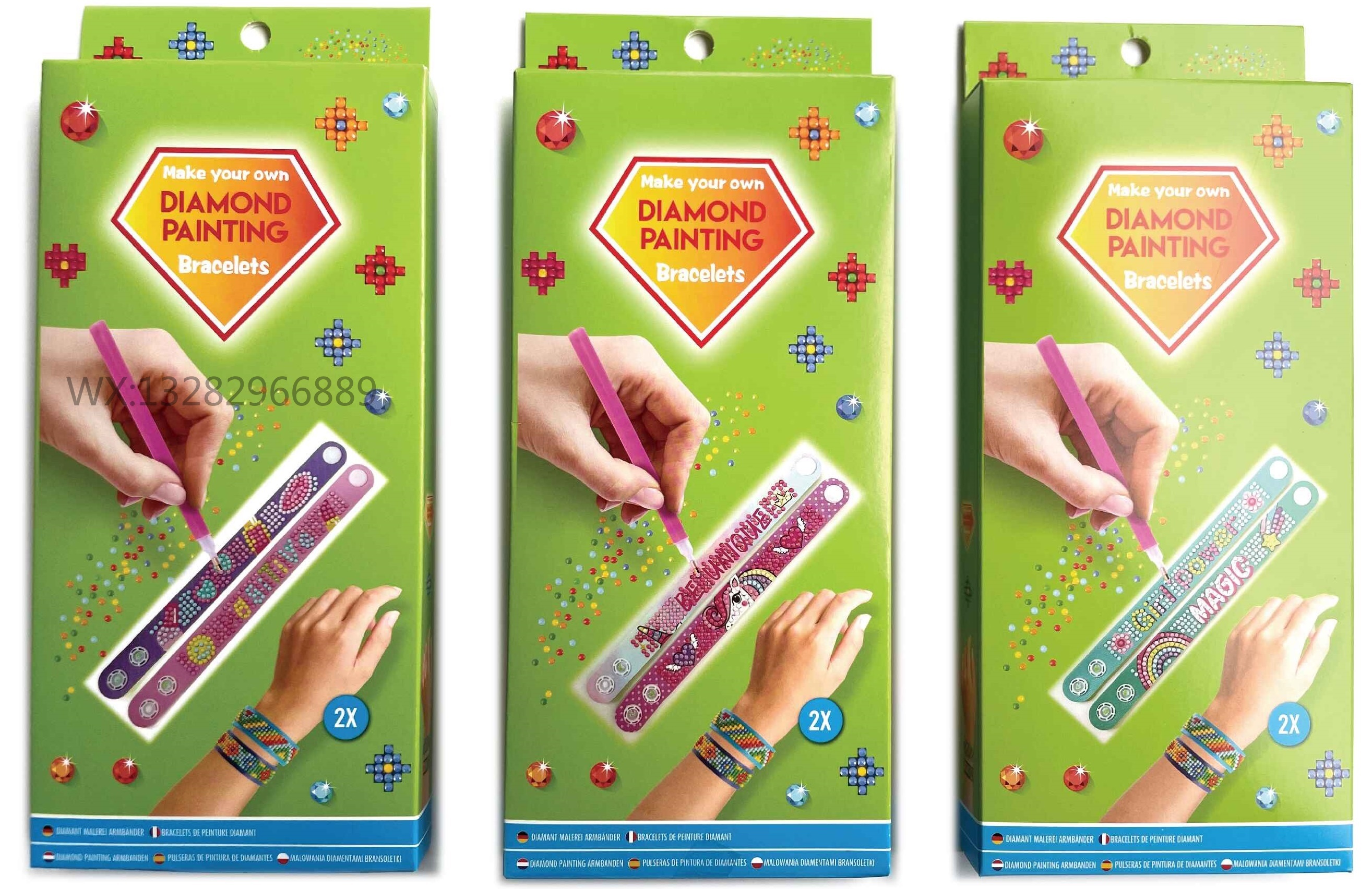 EVA点钻手环两条盒装 创意DIY钻石画手环点钻手链 EVA手环钻石画详情3