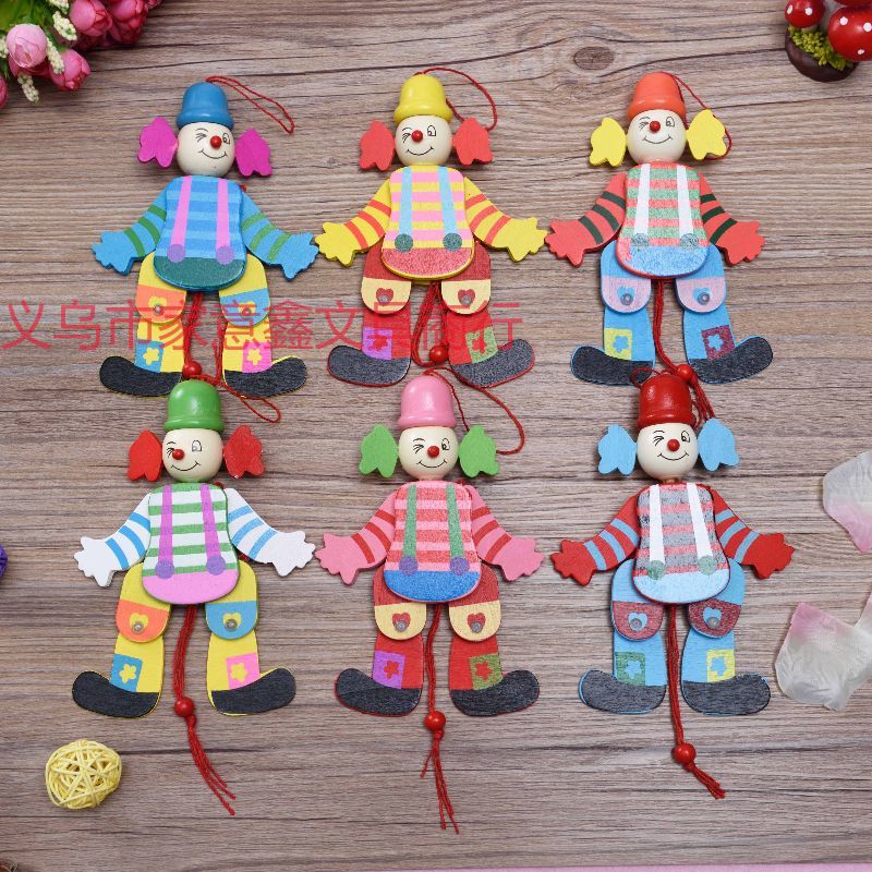 木制玩具 卡通玩具 拉线木偶 小丑拉线人木质品