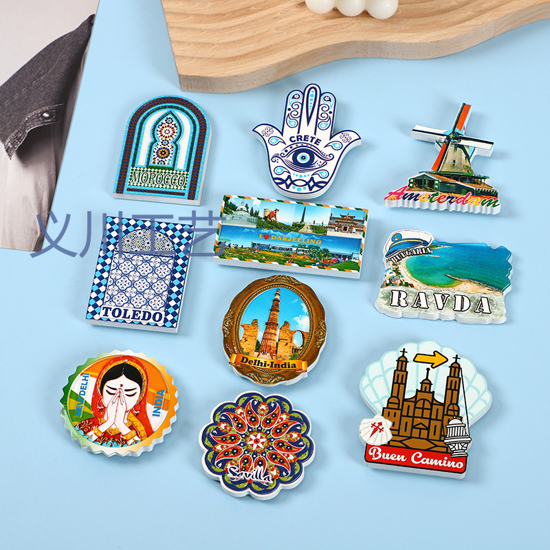 外贸出口定制  西班牙克罗地亚希腊印度国外旅游风景纪念品树脂冰箱贴