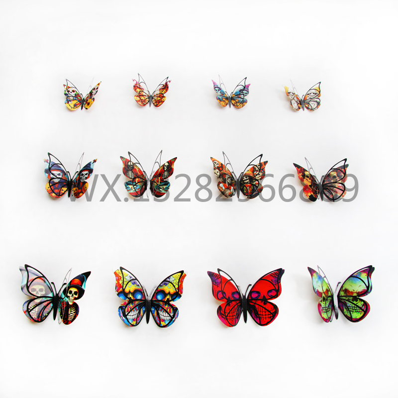 Double-layer butterfly skull decoration, laser hollowed-out butterfly, Halloween PVC simulation butterfly 3D stereoscopic decoration Application Scenario