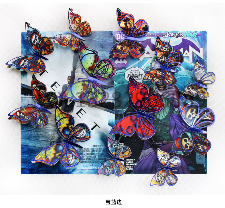 Double-layer butterfly skull decoration, laser hollowed-out butterfly, Halloween PVC simulation butterfly 3D stereoscopic decoration pic 7